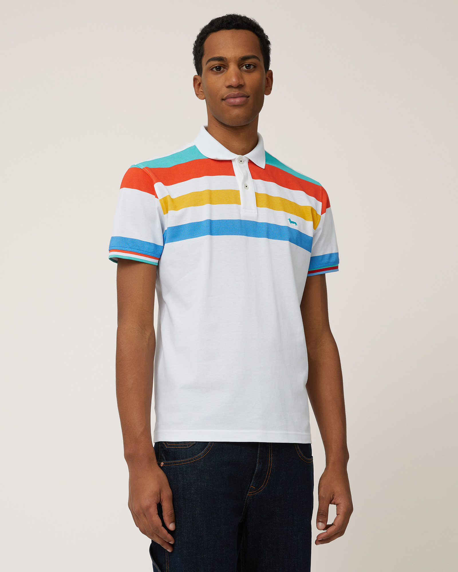 Striped Print Cotton Polo
