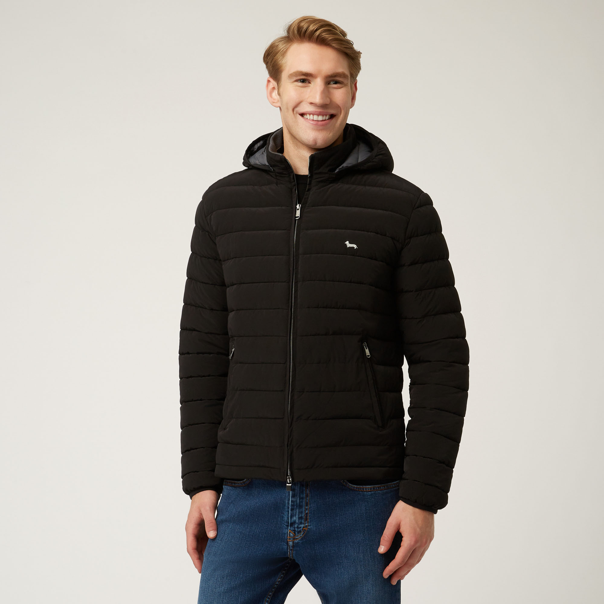 Essentials technical nylon down jacket, Black, large