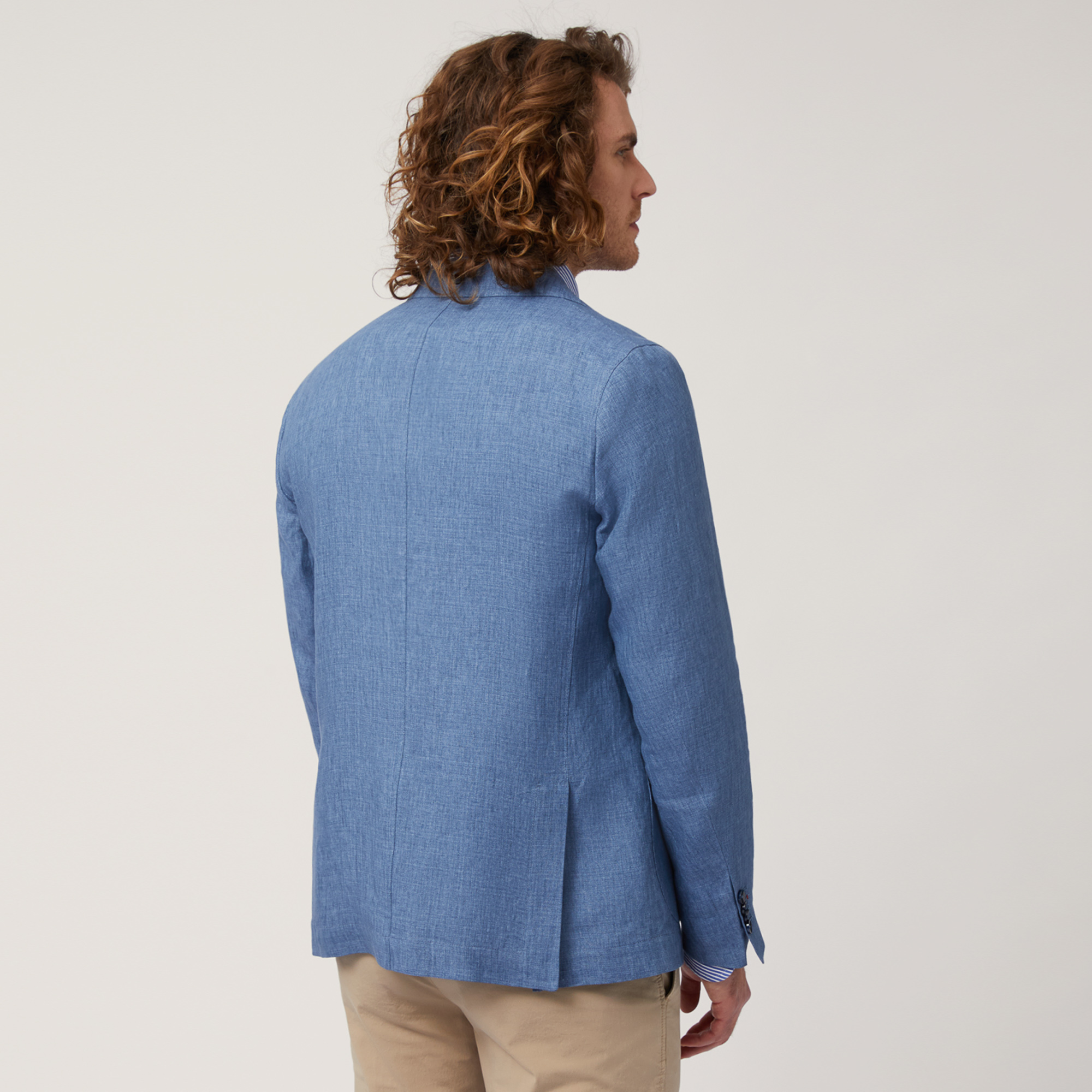 Linen Jacket with Pockets, Blue, large image number 1