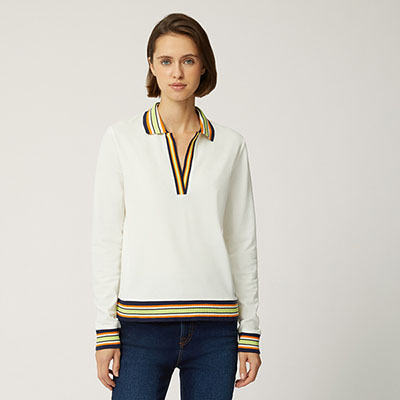 Long-Sleeved Polo Shirt With Contrast Details