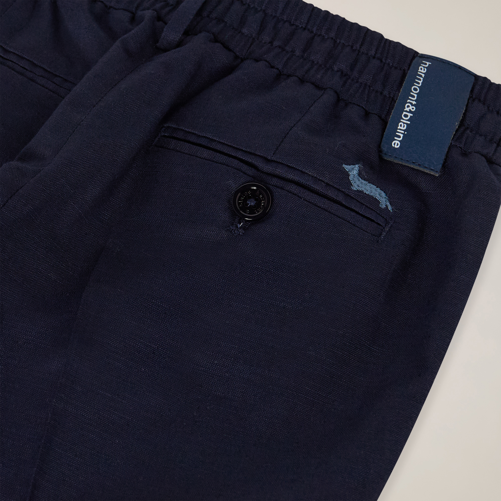 Linen-blend pants with drawstring, Navy Blue, large image number 2