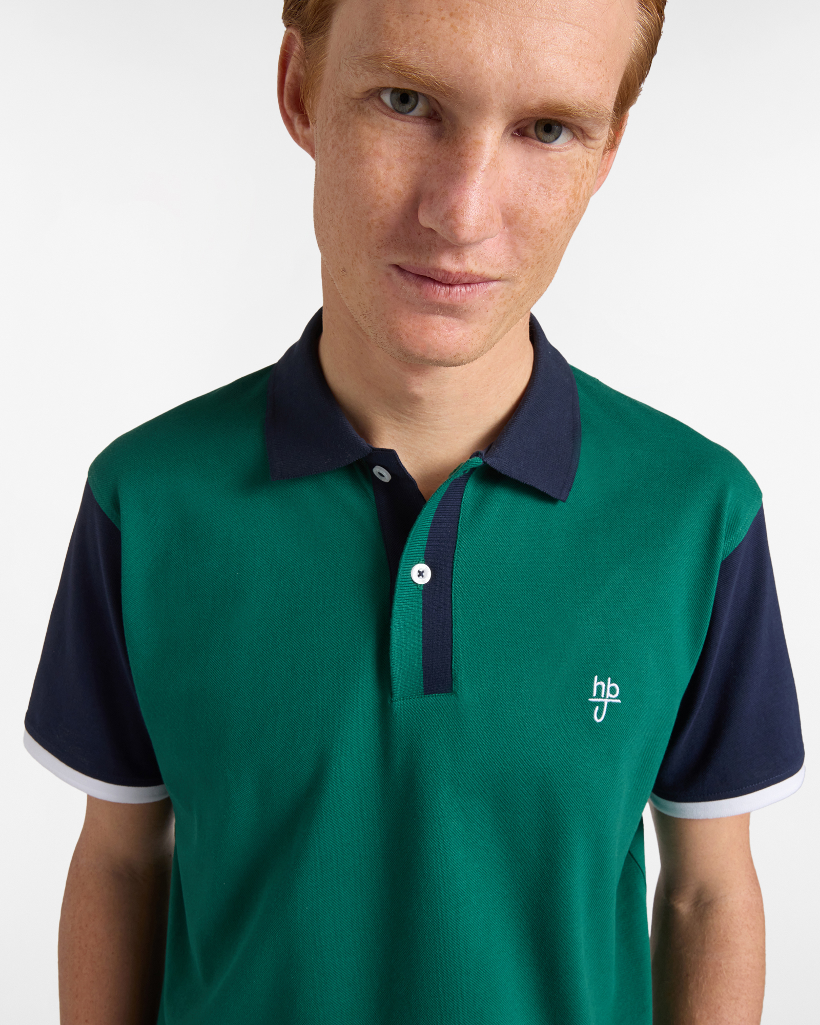 Men's regular-fit polo shirt with short bi-color sleeves, Bottle green, large image number 2
