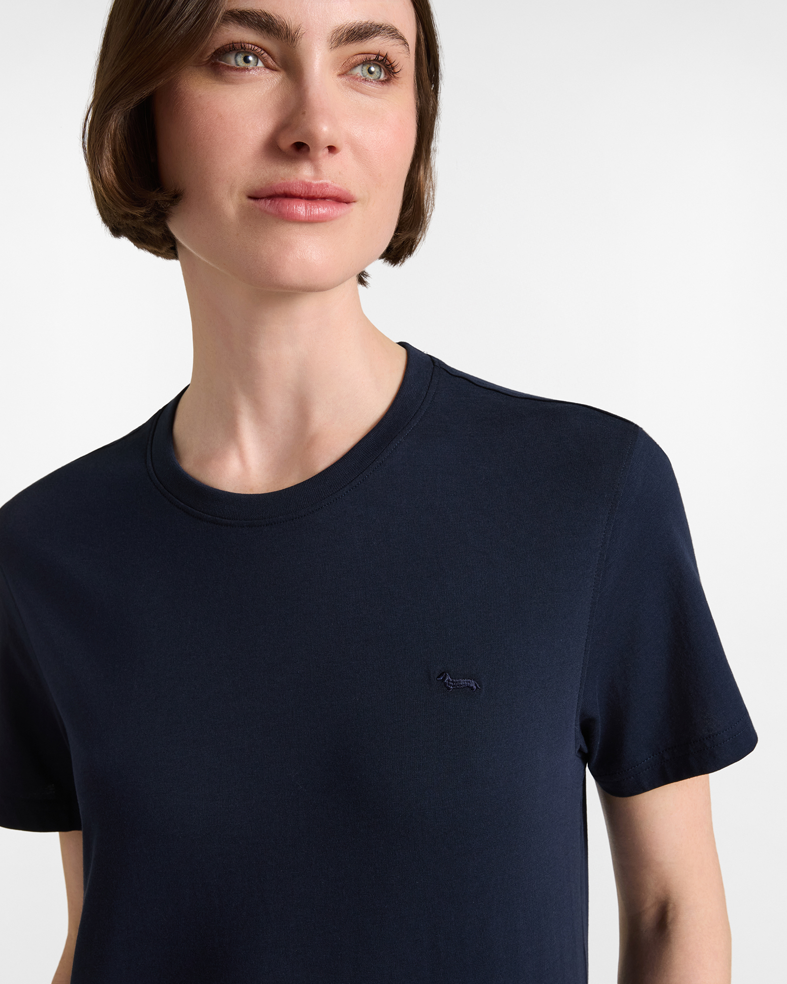 Women's  100% pure cotton round neck T-shirt, NAVY BLUE, large image number 2