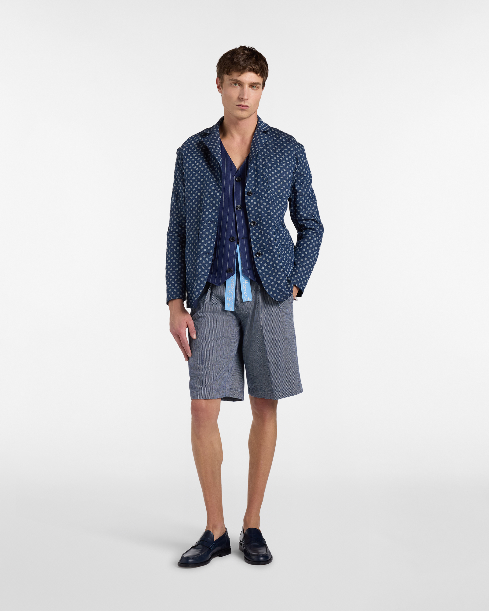 Men's Re-Loved ribbed denim Bermuda shorts, Blue, large image number 3