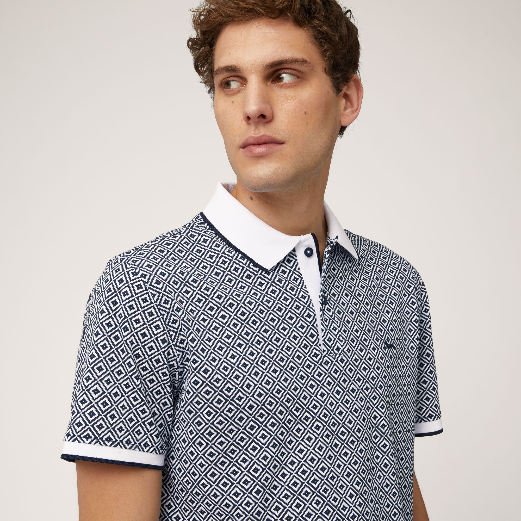Polo with Geometric Print, Blue, large image number 2