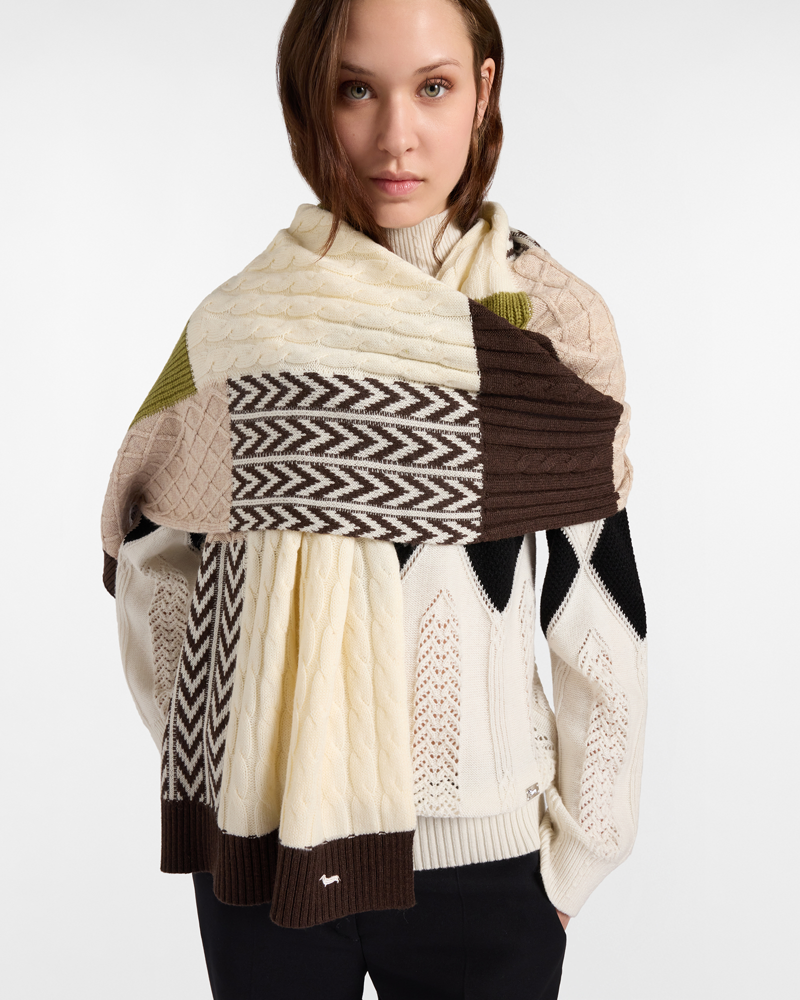 Patchwork knit scarf