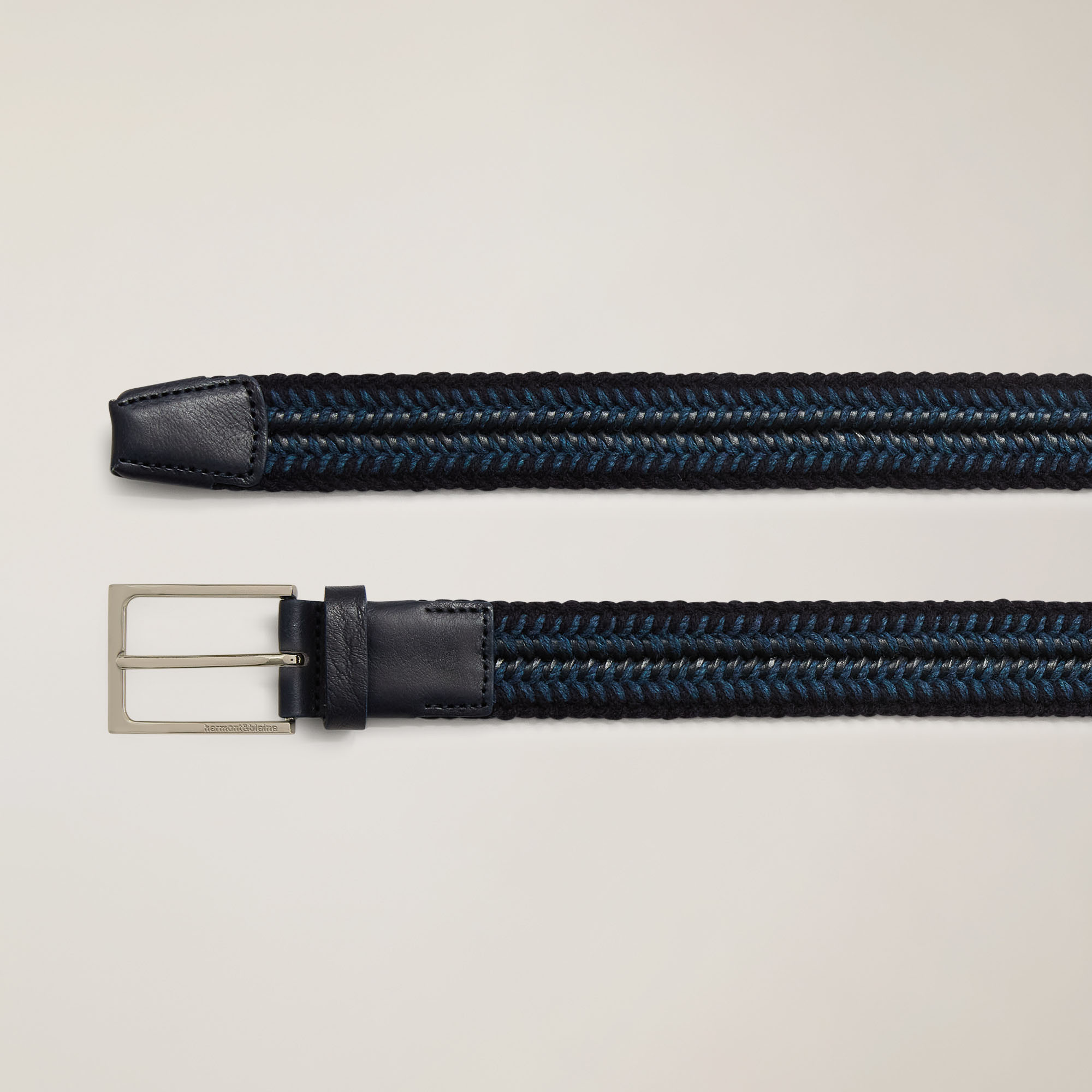 Cintura In Mix Di Materiali, Blu Navy, large image number 1