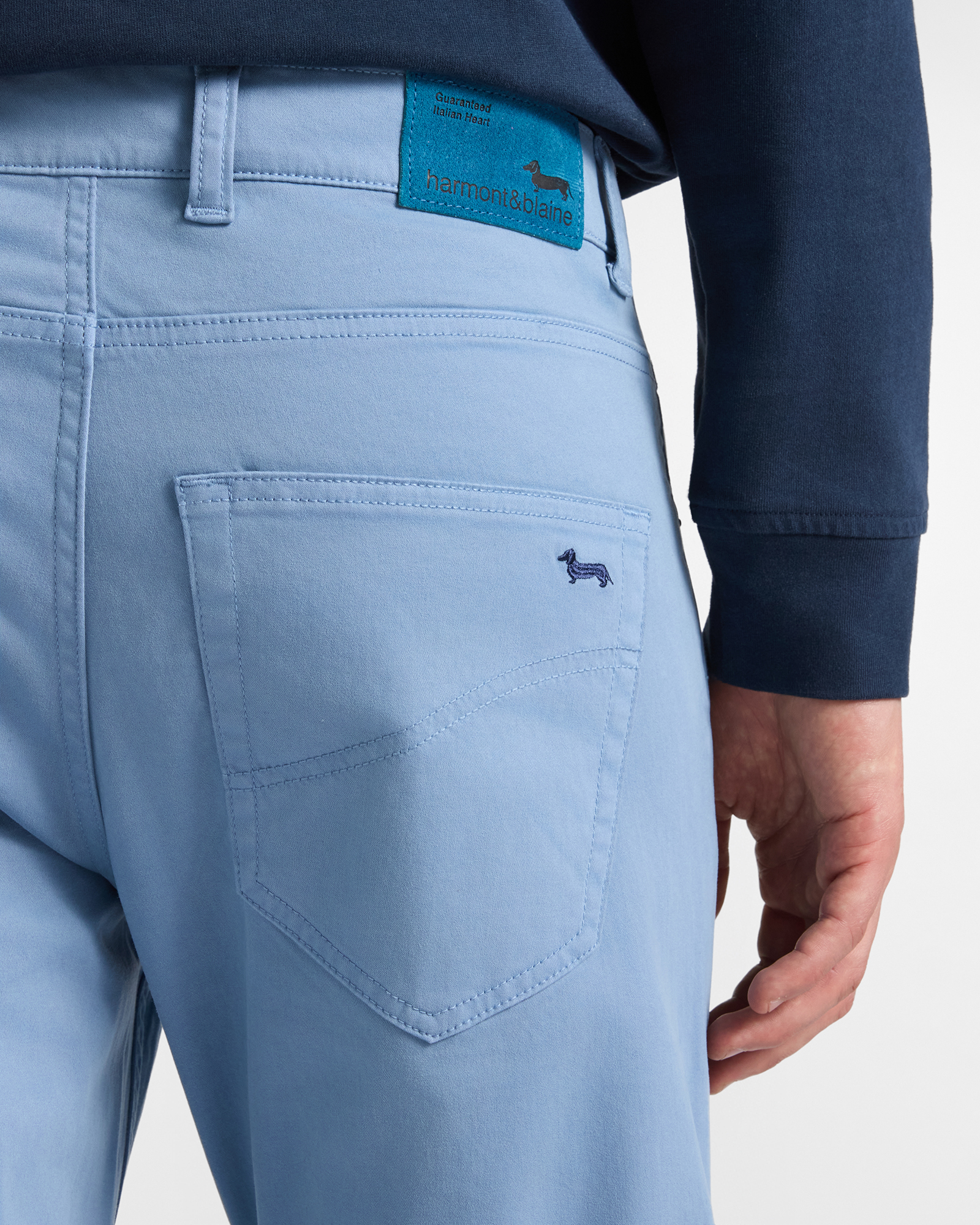 Men&rsquo;s narrow-fit stretch cotton 5-pocket jeans, LIGHT BLUE, large