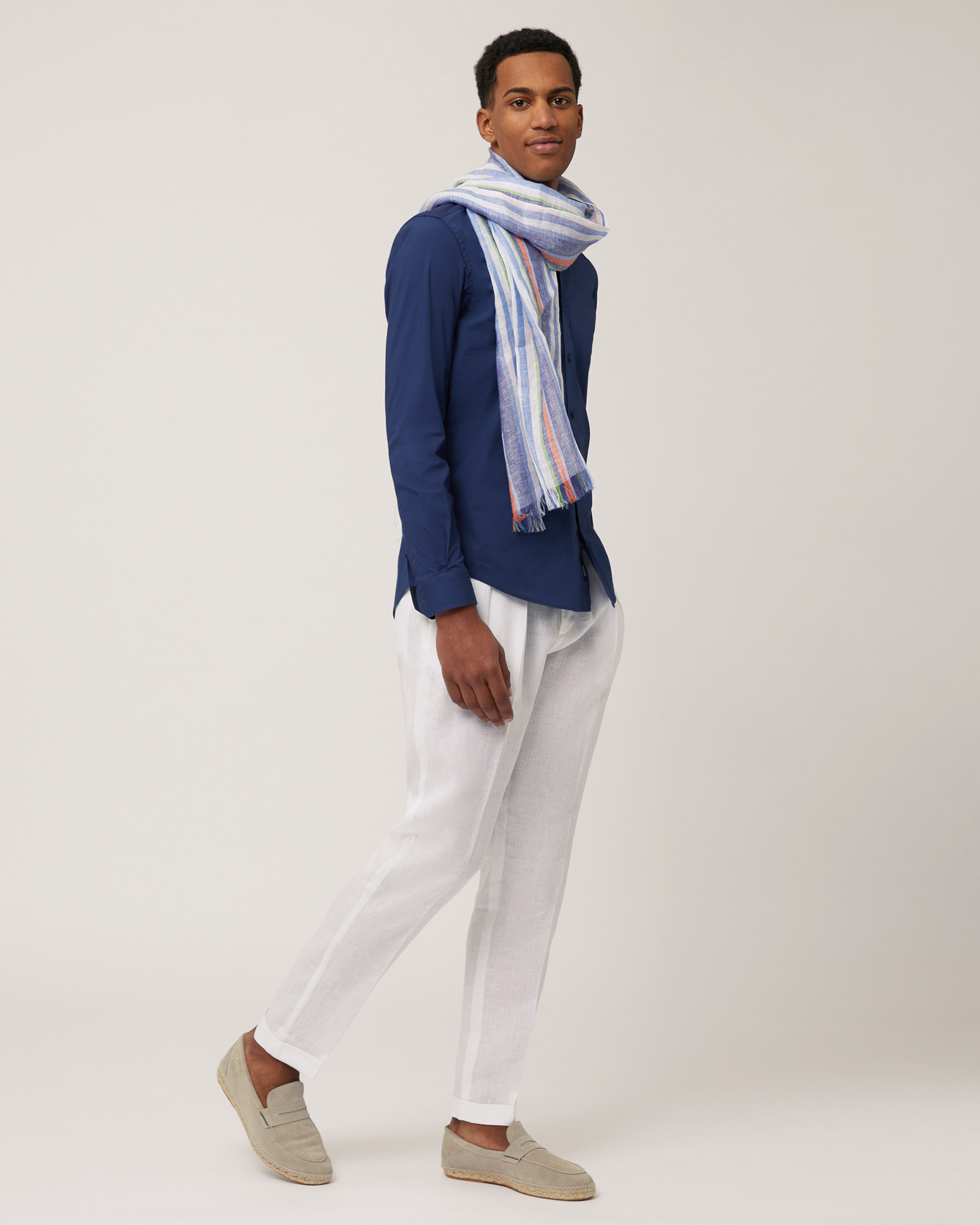 Linen Chino Pants, White, large image number 3