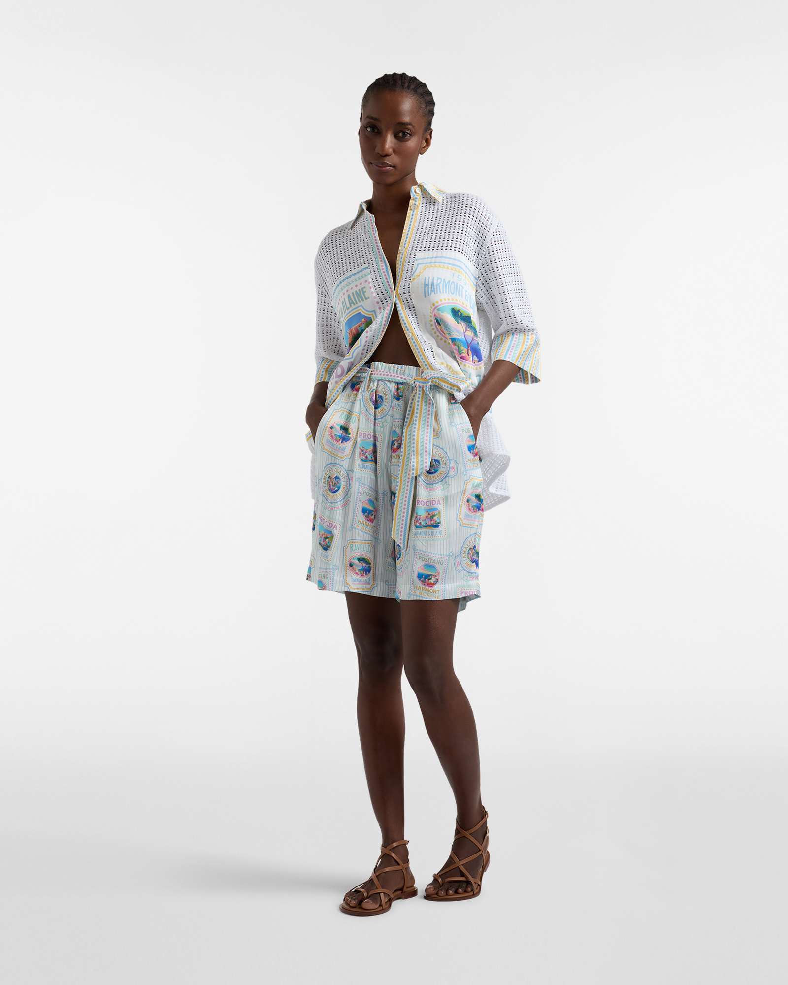 Women's "Postcard" capsule Bermuda shorts, White, large image number 3