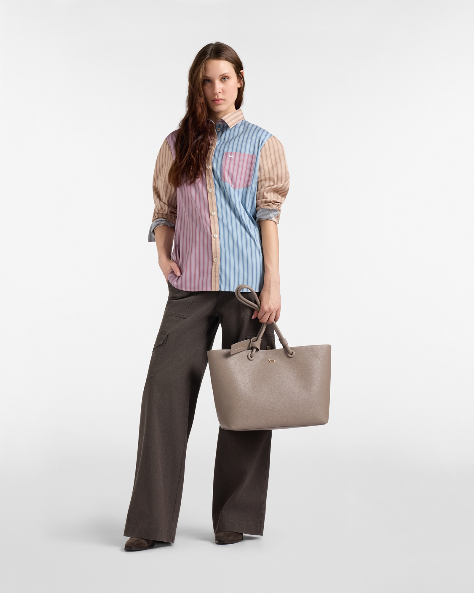 Camisa &laquo;Piazzetta&raquo; de mujer patchwork de rayas Over Fit, AZUL CLARO, large image number 3
