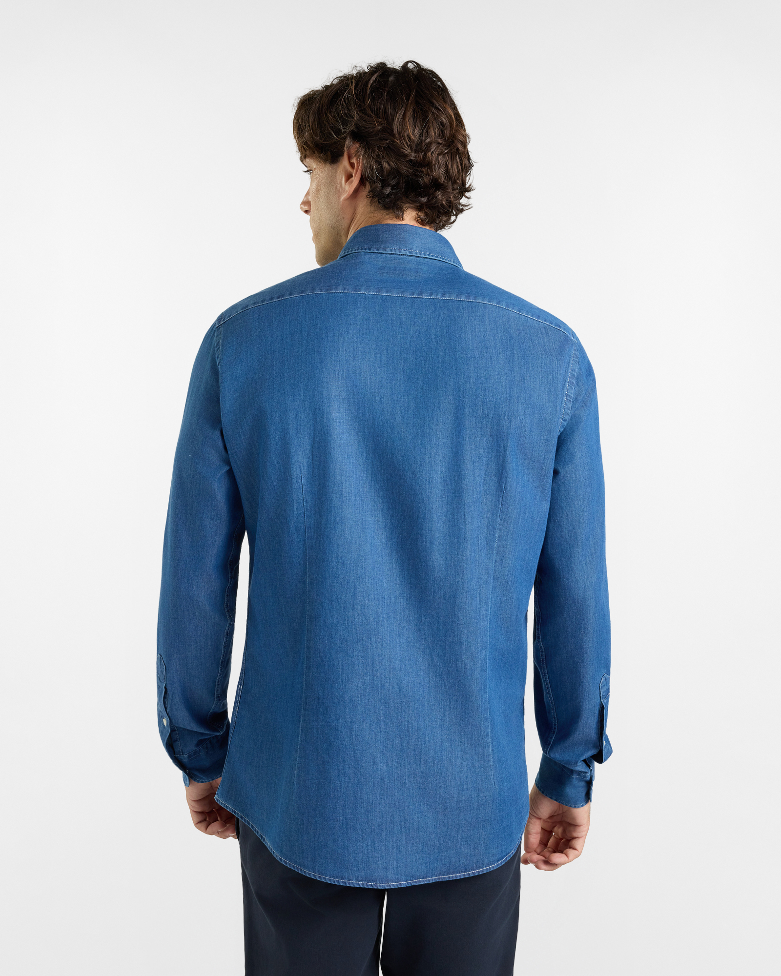 Camicia HBJ Uomo in denim di puro cotone, BLU DENIM, large