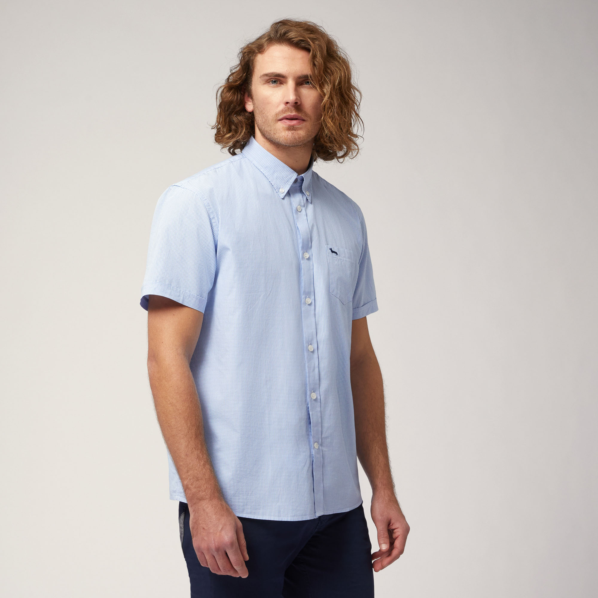 Organic Cotton Poplin Short-Sleeved Shirt, Sky Blue, large