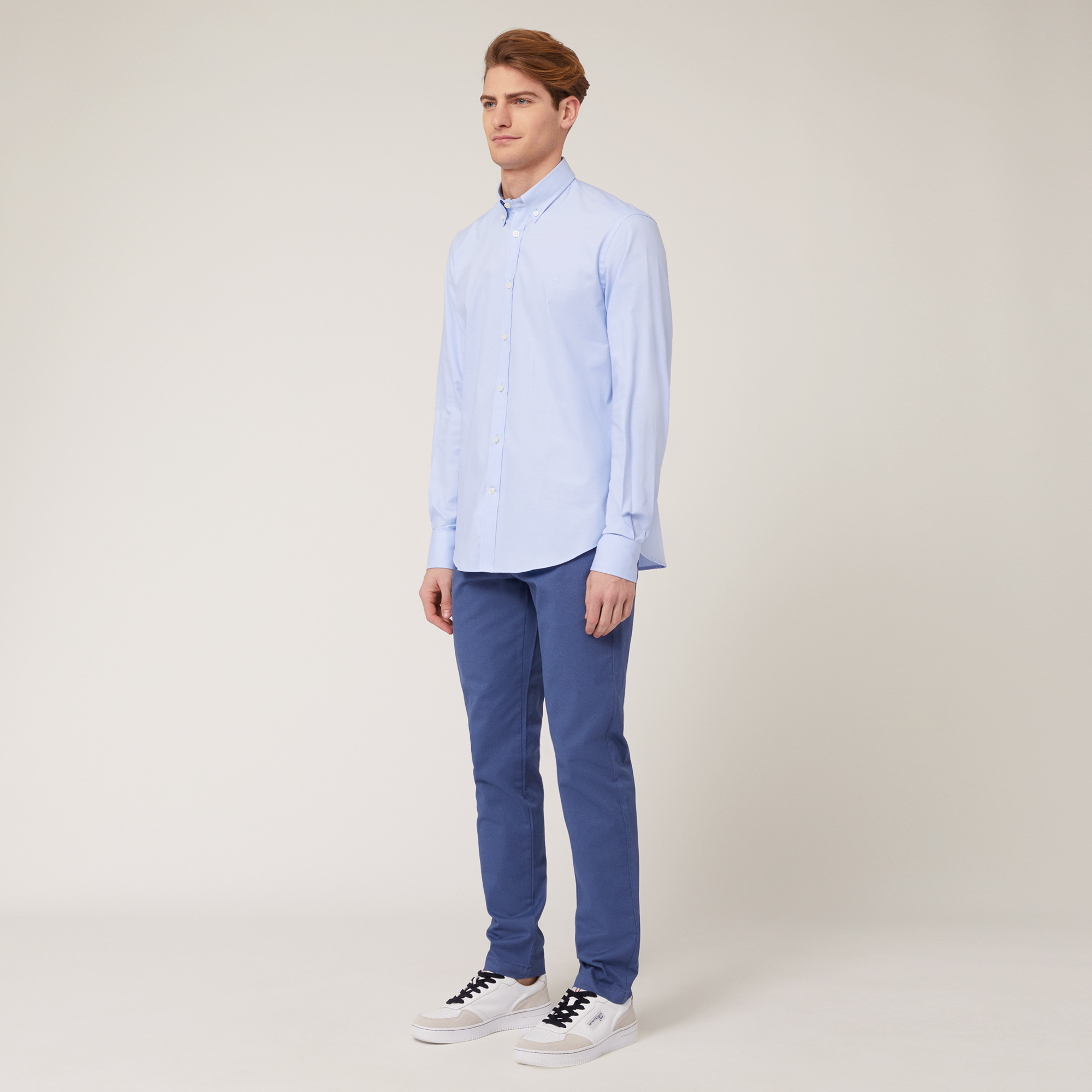 Camicia Regular In Cotone, Azzurro, large image number 3