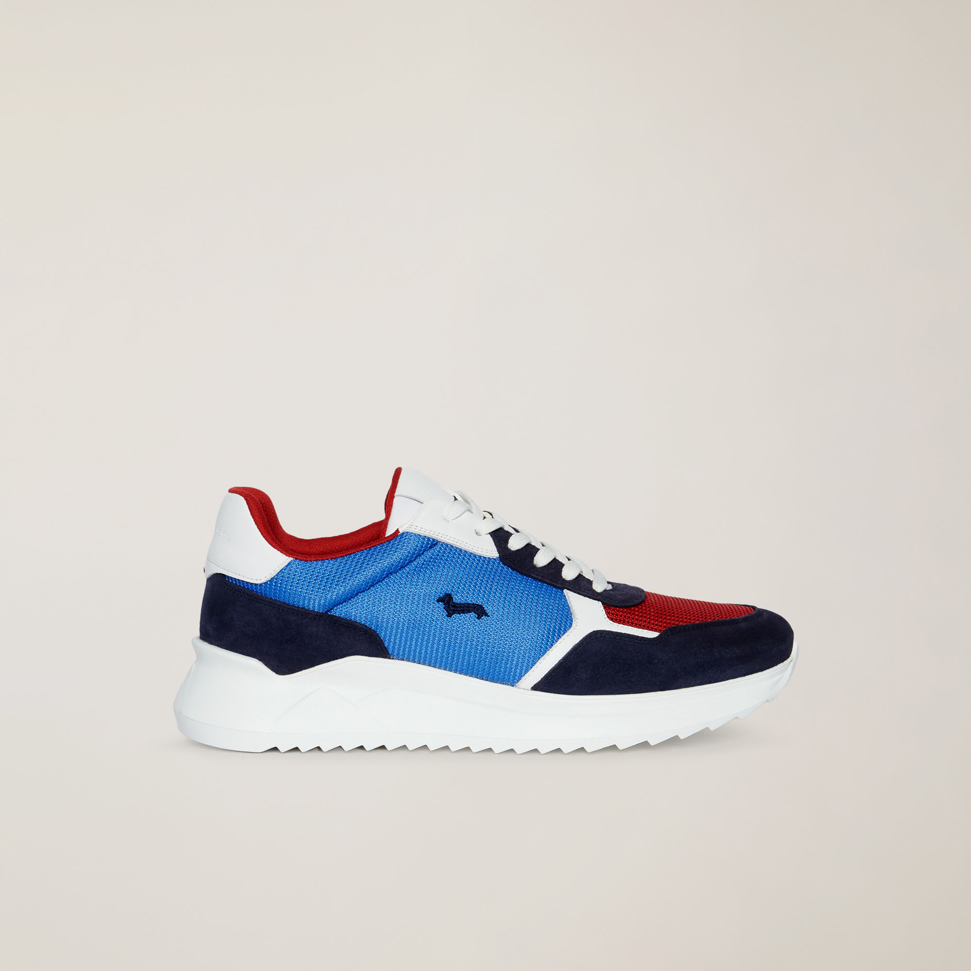 Mixed-Material Sneaker, Blue/Red, large image number 0