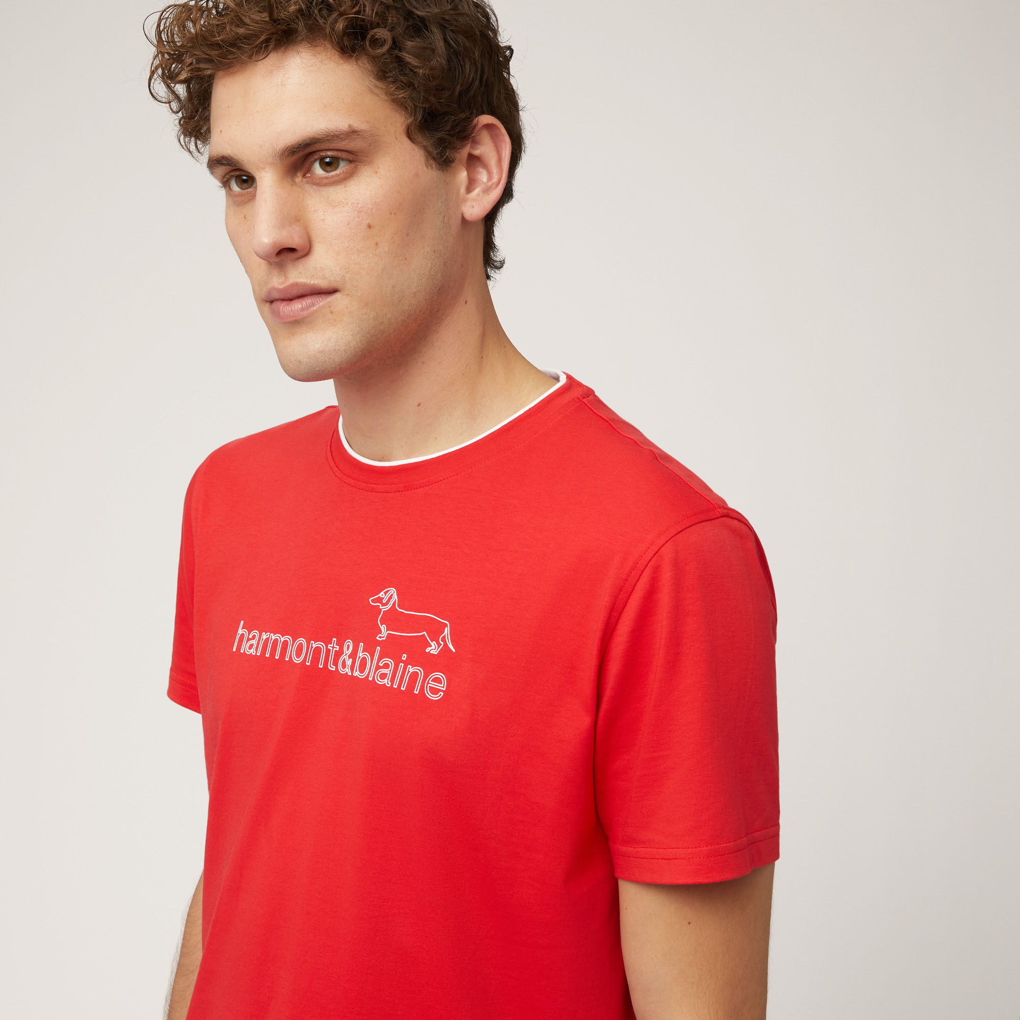 T-shirt with Logo Print, Light Red, large image number 2