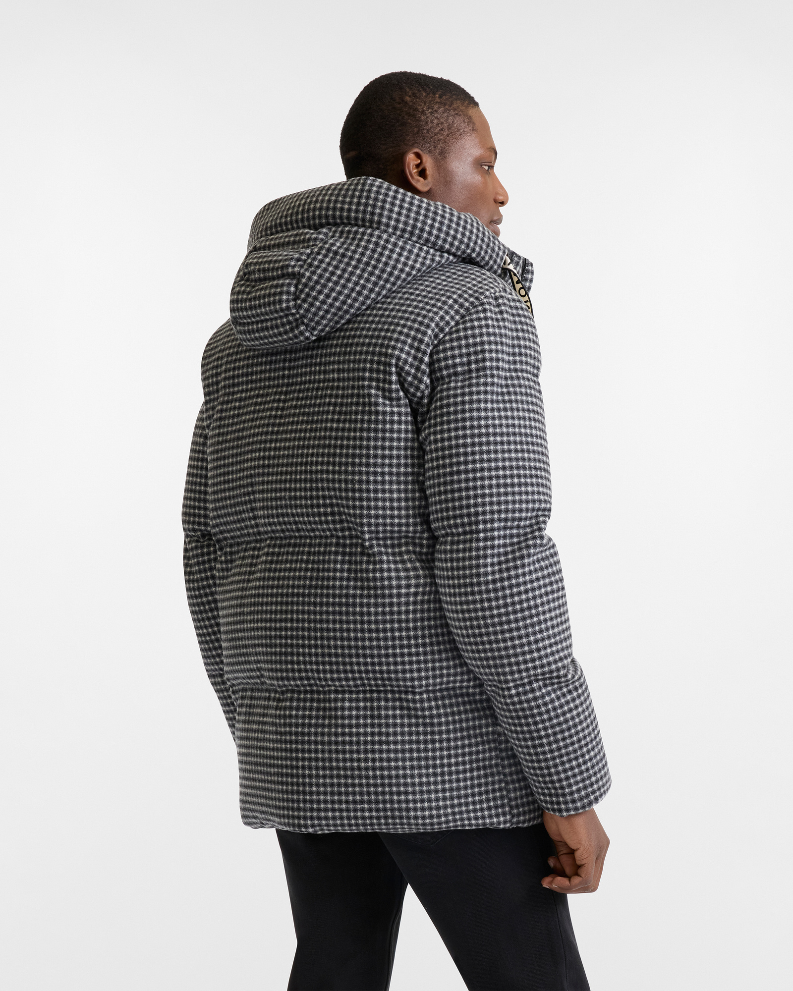 Wool Blend Jacket with Check Fabric