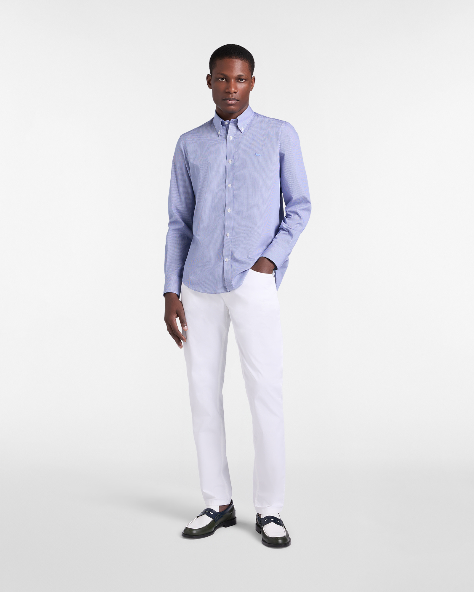 Regular-fit micro-check shirt, Navy Blue, large image number 3