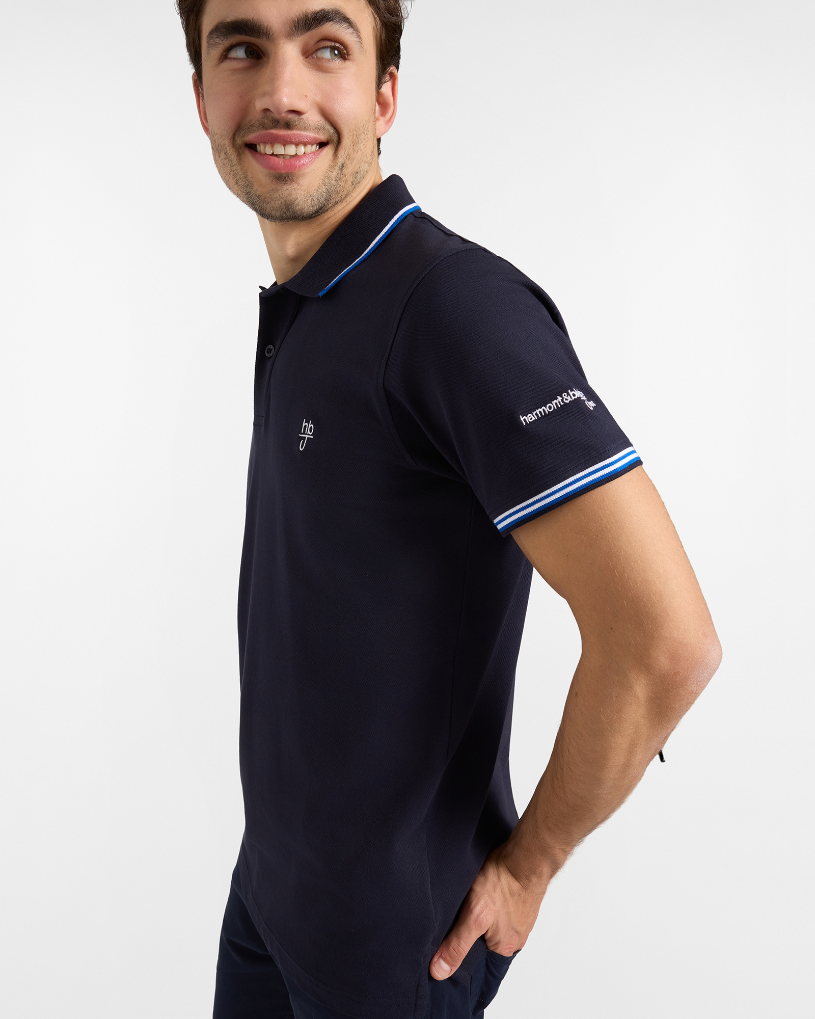 Polo uomo narrow fit con doppio logo, Blu scuro, large image number 2