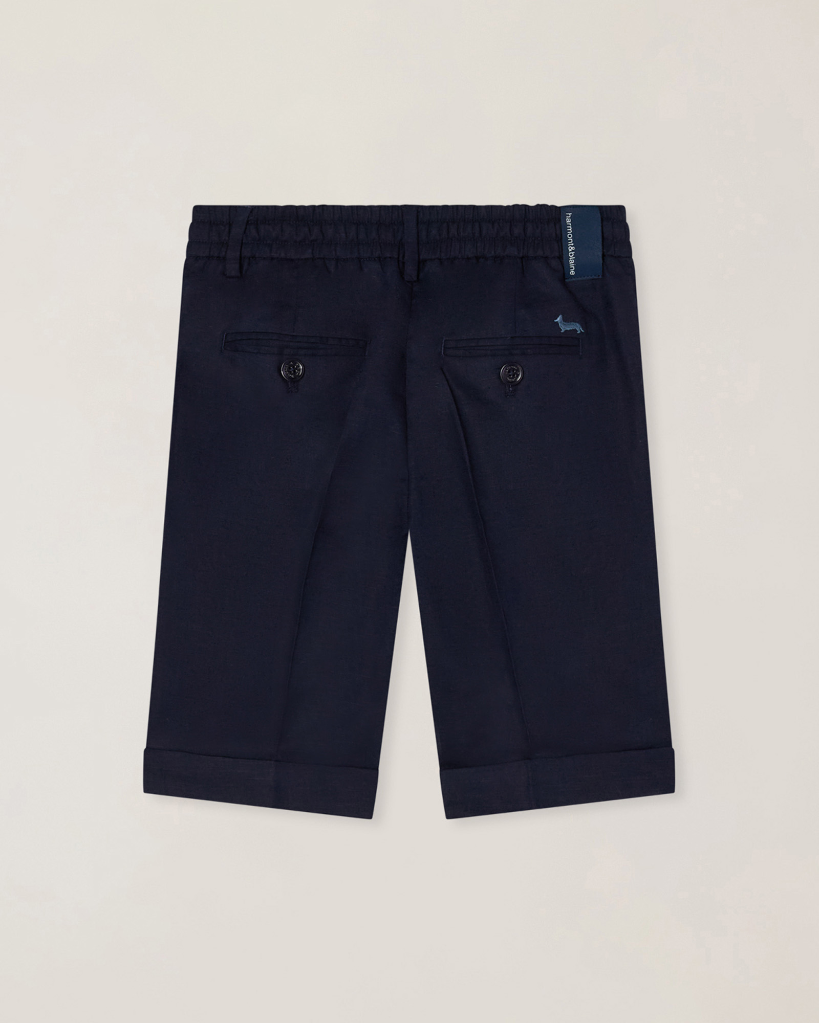 Linen-blend bermuda shorts with drawstring, Navy Blue, large image number 1