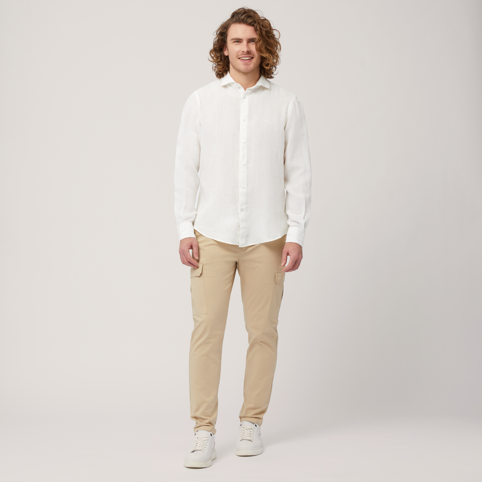 Linen Shirt, Beige, large image number 3