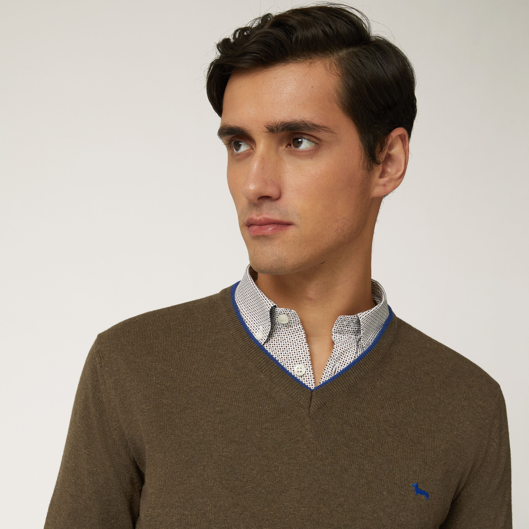 Wool And Viscose V-Neck Pullover, Brown, large image number 2