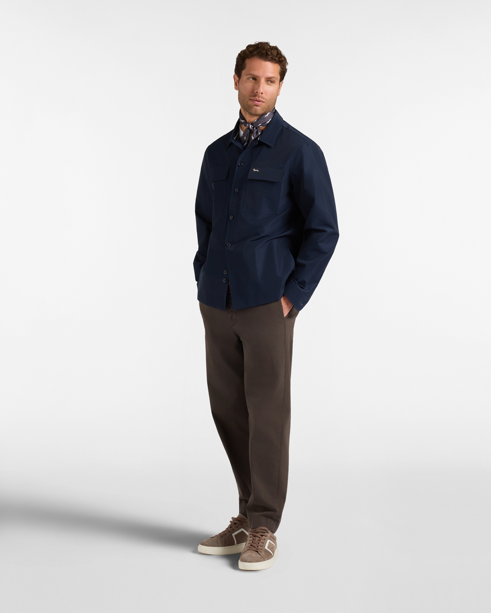 Men's oversized water-repellent overshirt, NAVY BLUE, large