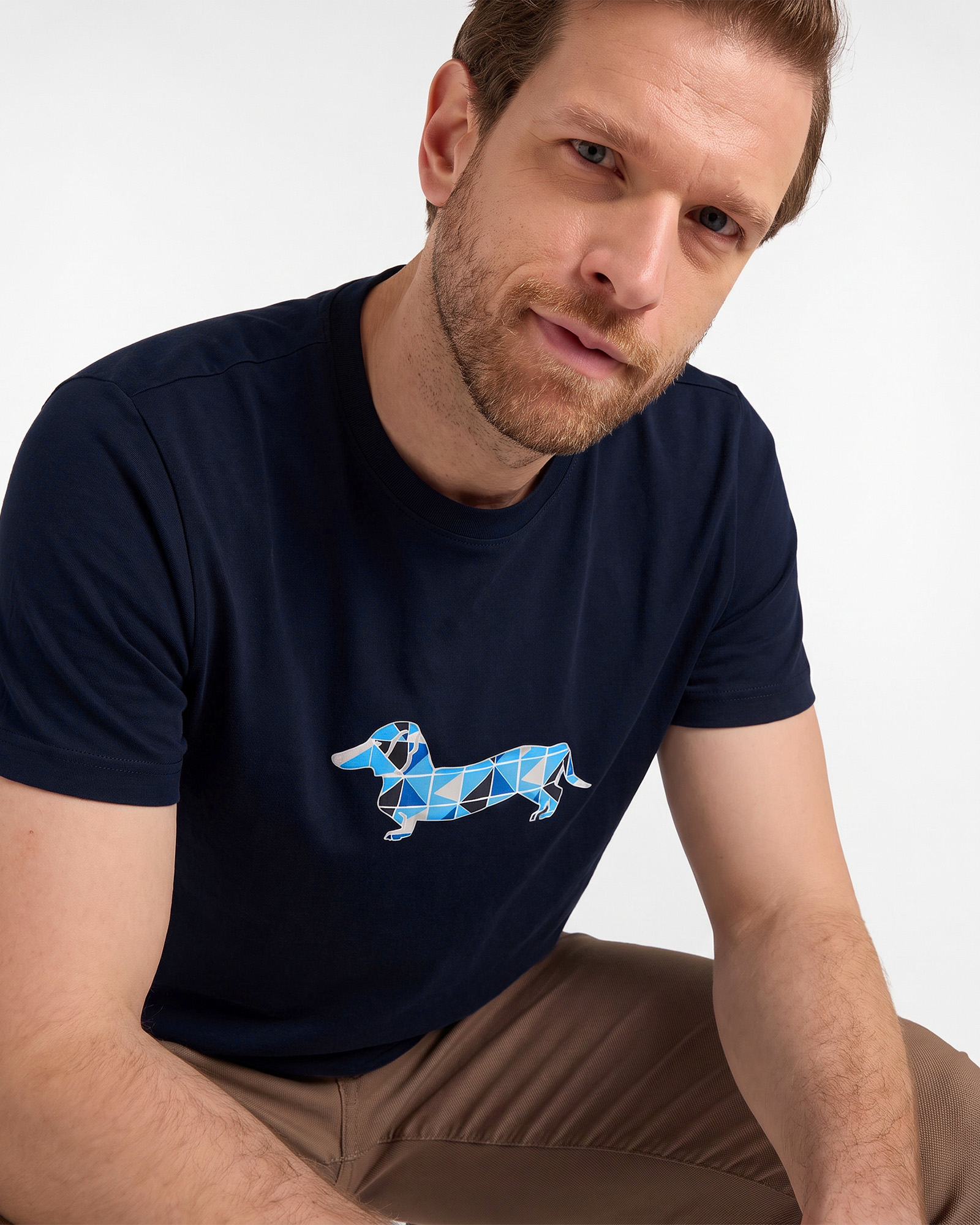 Men's T-shirt with 3D dachshund print, Blue, large image number 2
