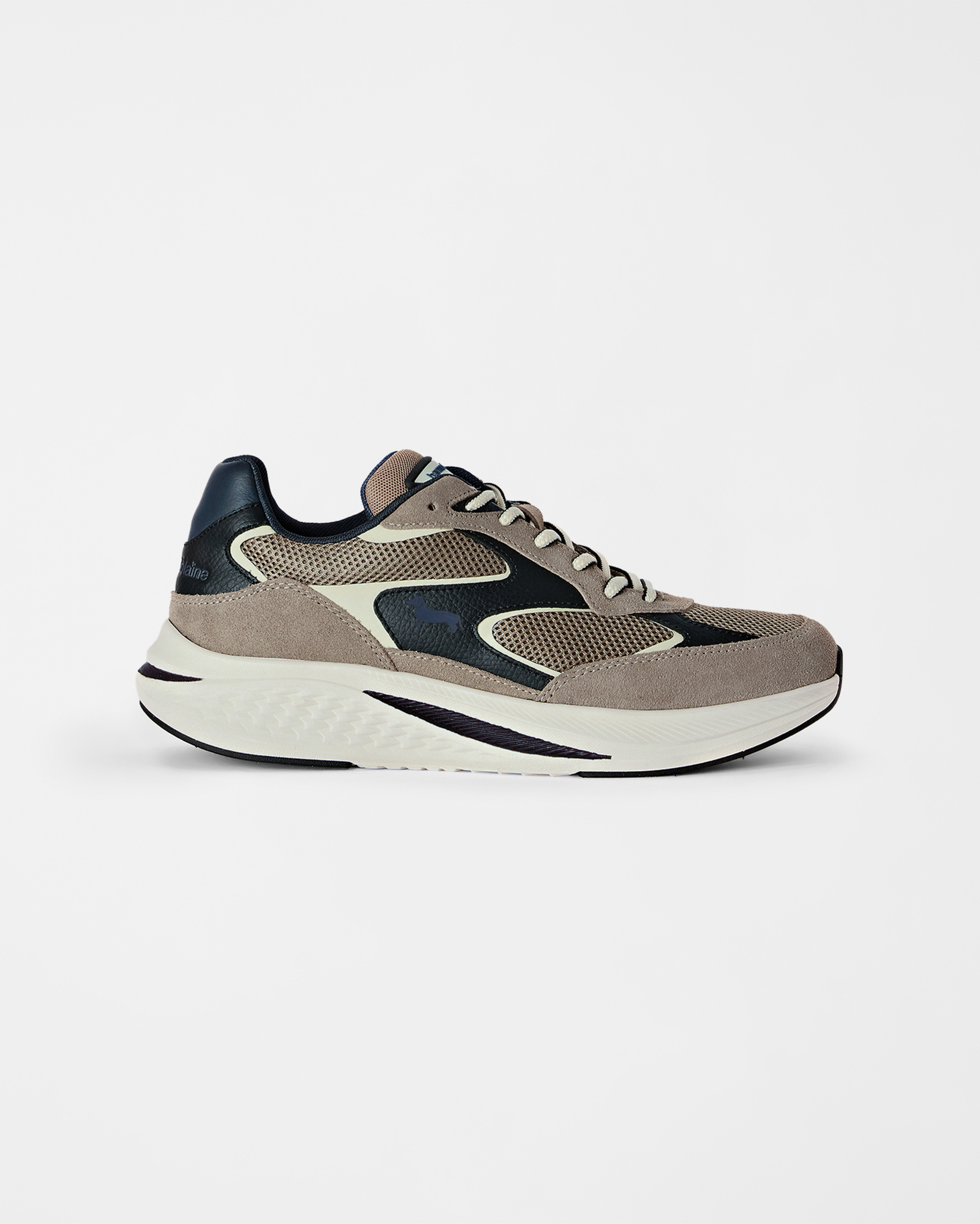 Sneaker Uomo Tech Runner in Suede, Pelle e Mesh beige