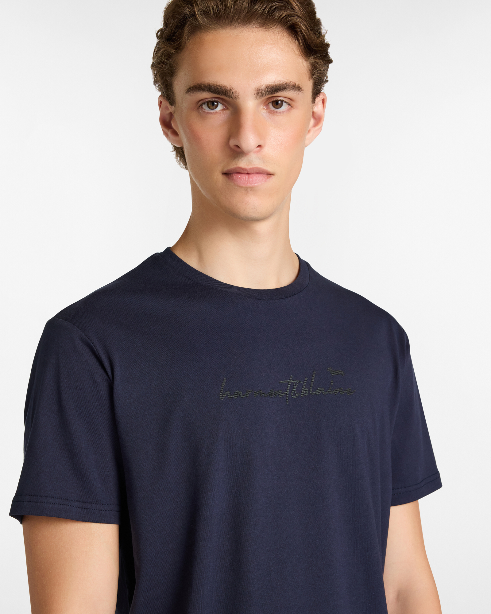 T-Shirt aus Baumwolle mit 3D-Schriftzug, Navyblau, large image number 2