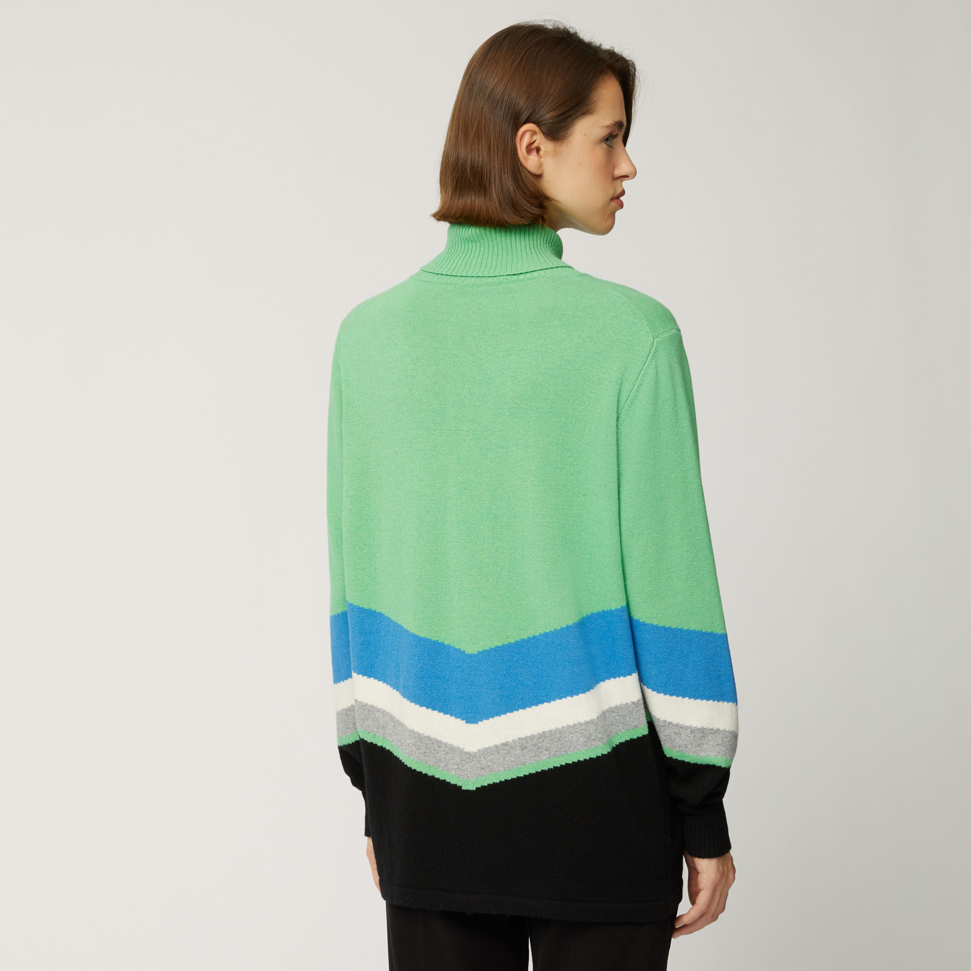 Ski Lounge Herringbone Pattern Turtleneck, Green, large image number 1
