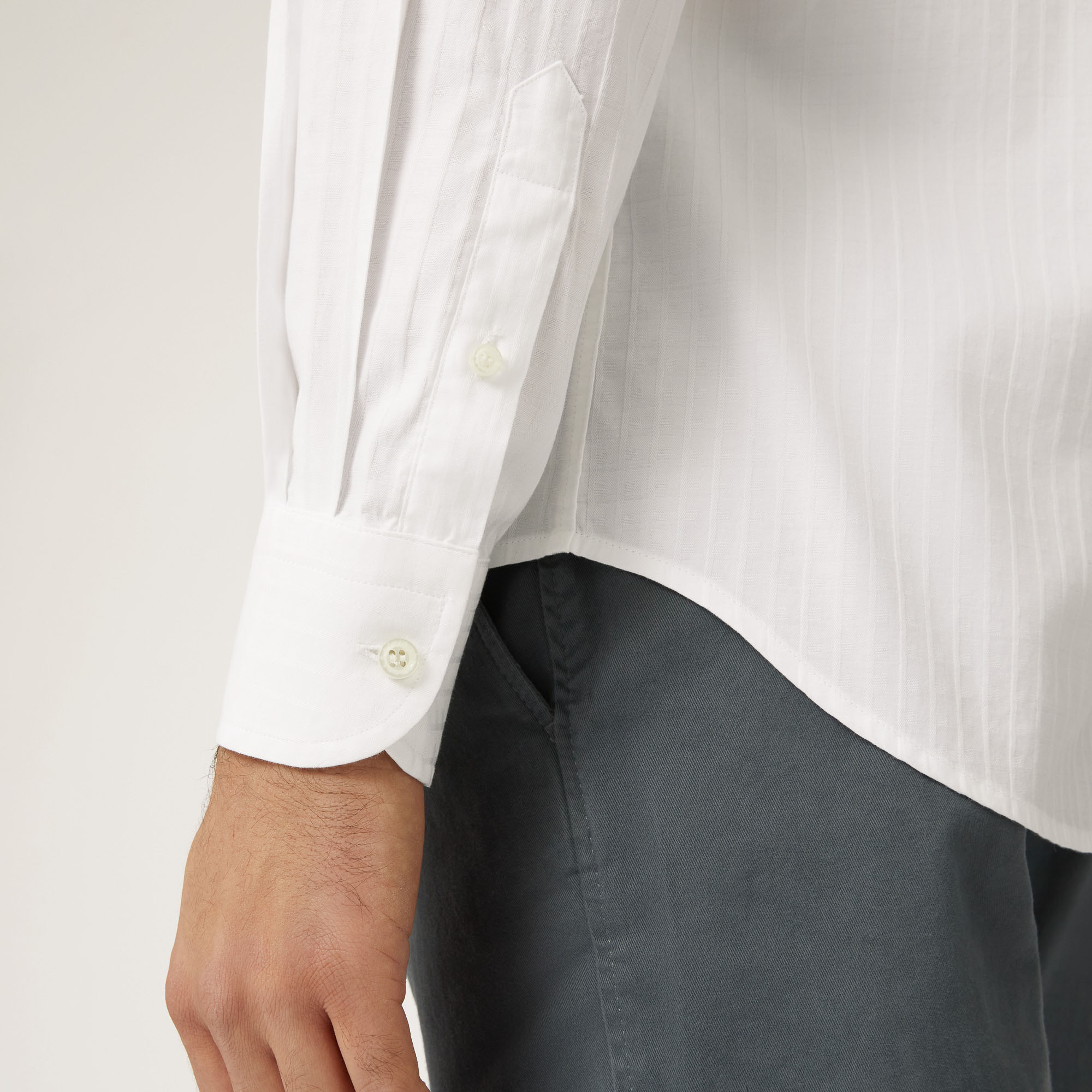 Camicia A Quadretti In Cotone E Lyocell, Bianco, large image number 2