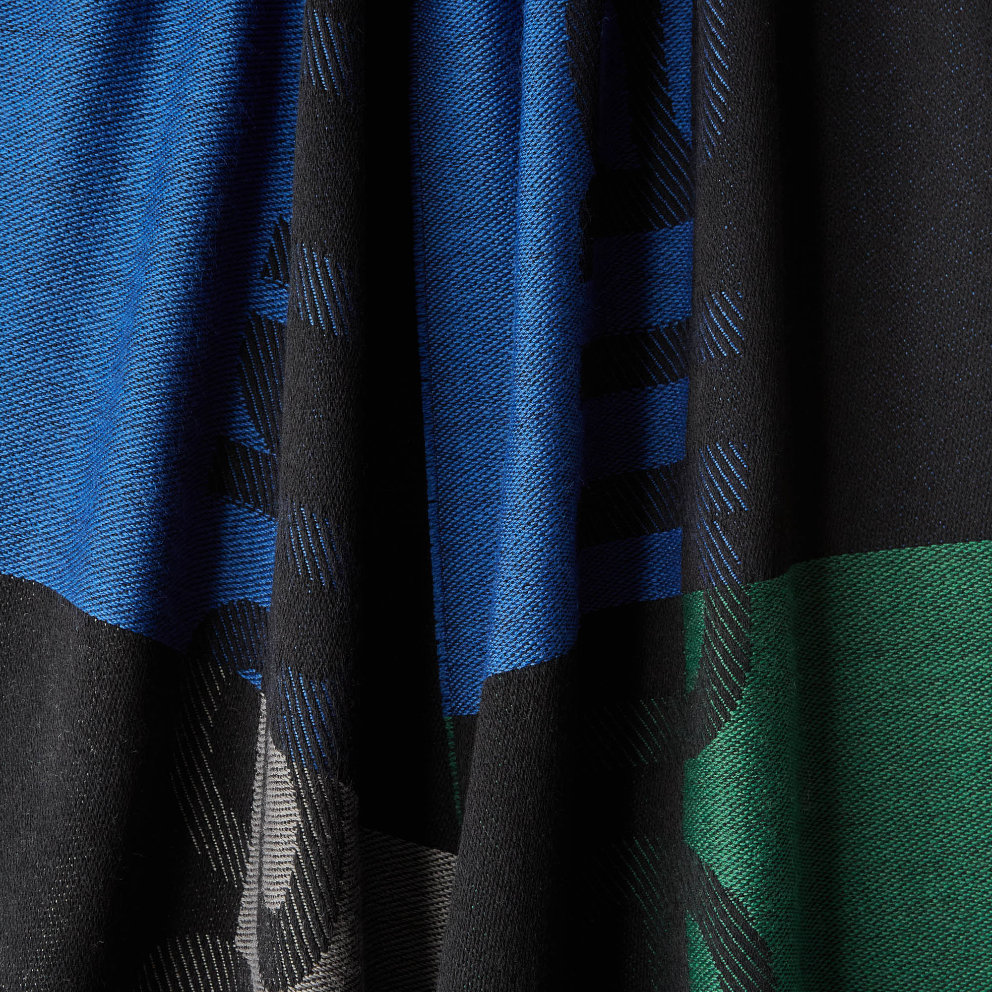 Sciarpa In Misto Lana Color Block Con Maxi Lettering, Nero, large image number 1