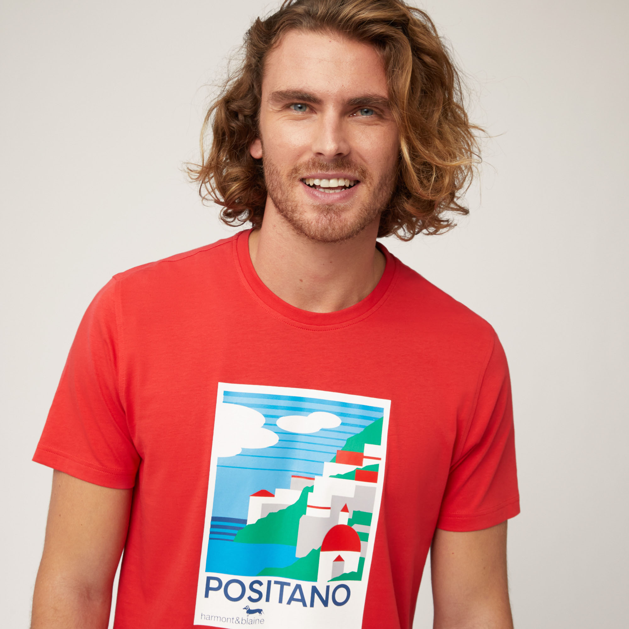 Camiseta con motivo de la costa amalfitana, Rojo Claro, large image number 2