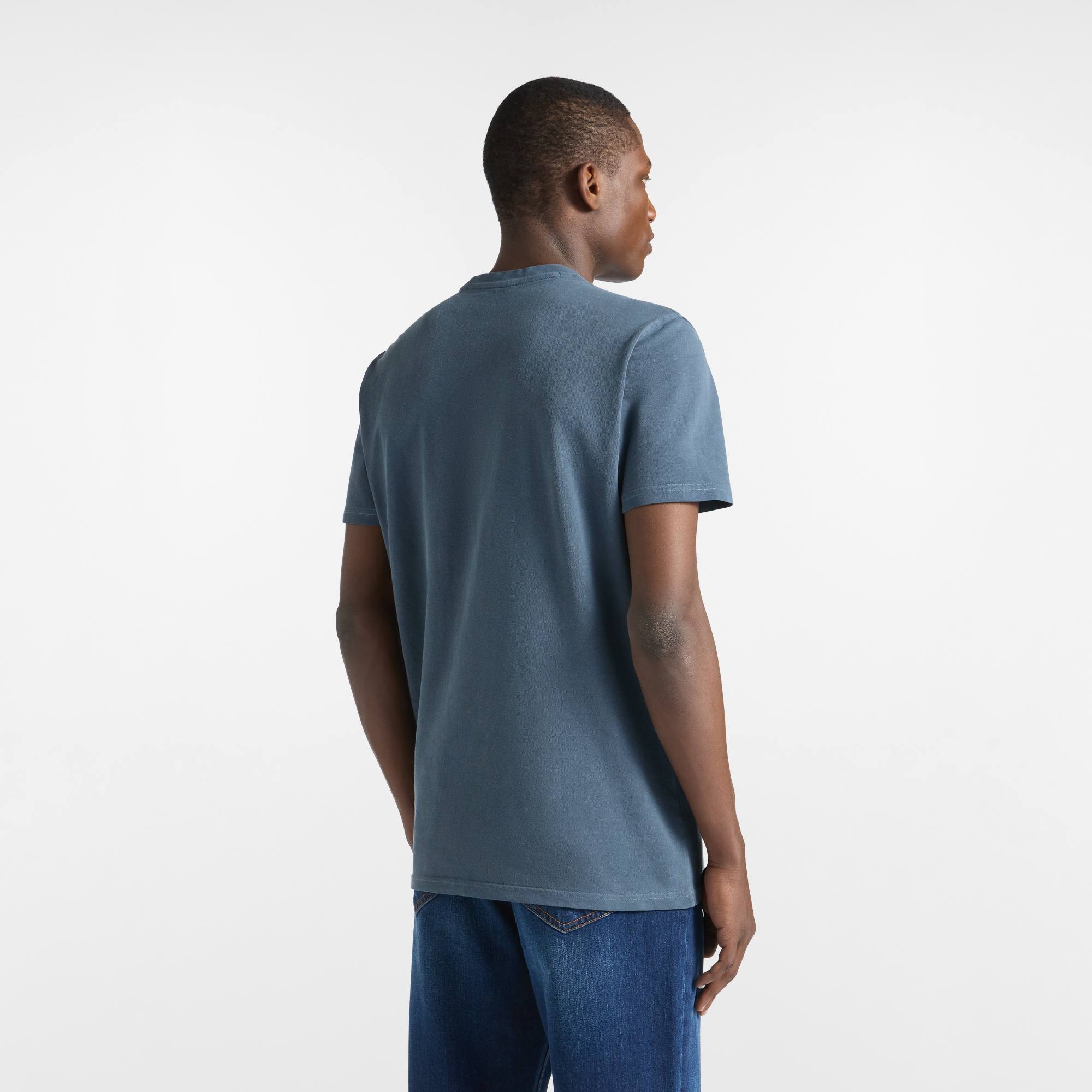 Cotton Crew-Neck T-Shirt, Navy Blue, large image number 1