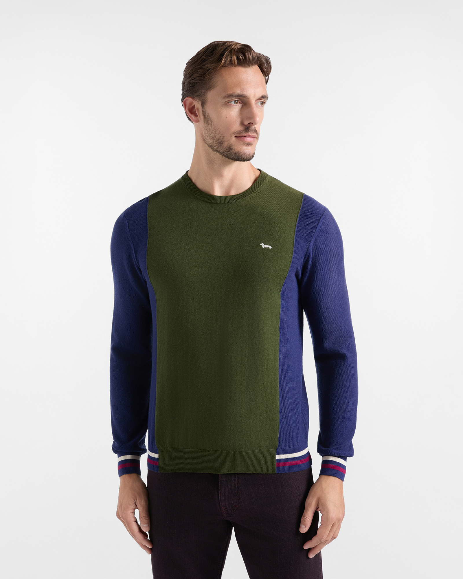 Jersey Hombre en mezcla de lana y algod&oacute;n color verde Regular Fit Made in Italy