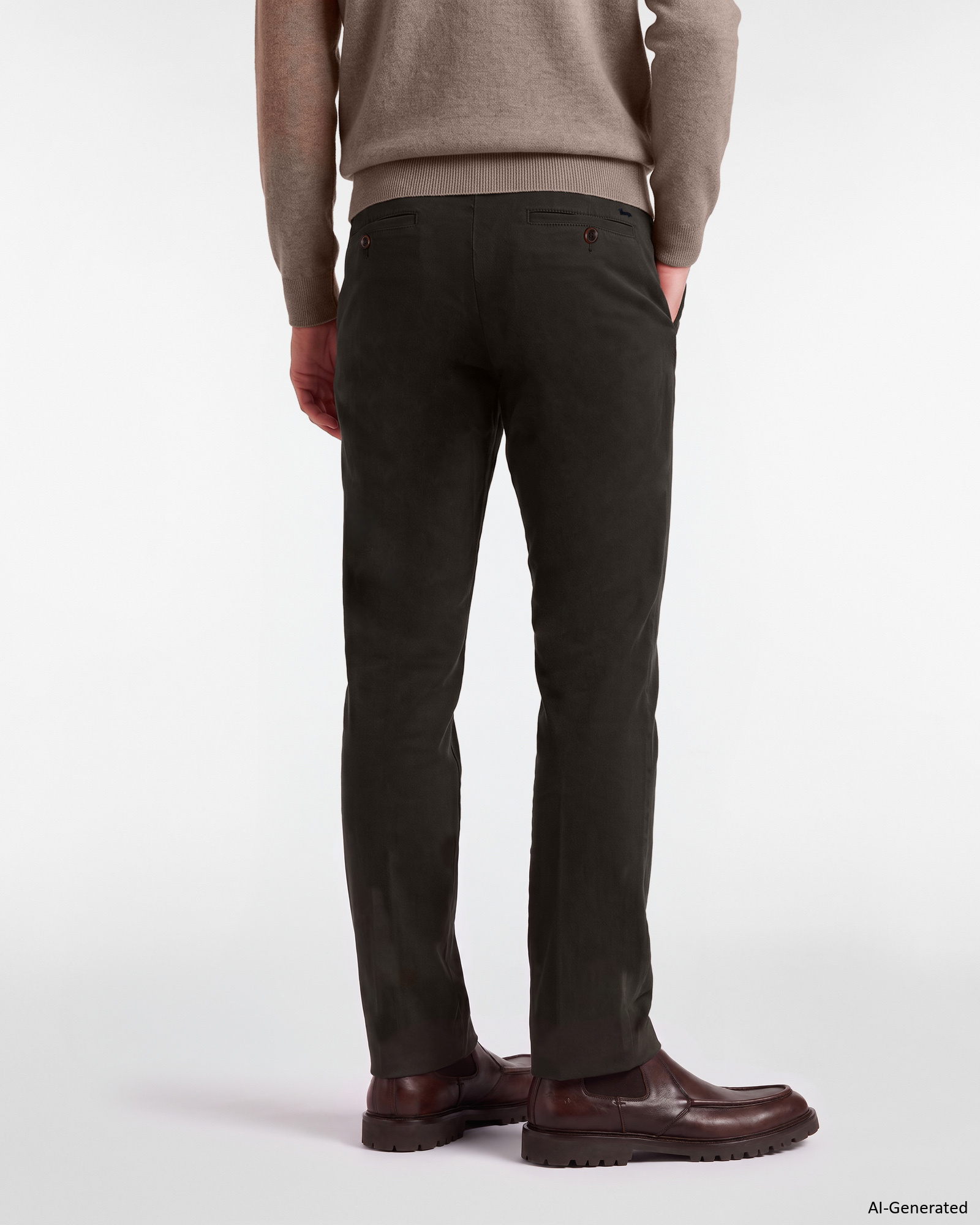 Pantalone Chino Uomo in cotone stretch Slim Fit, MARRONE SCURO, large