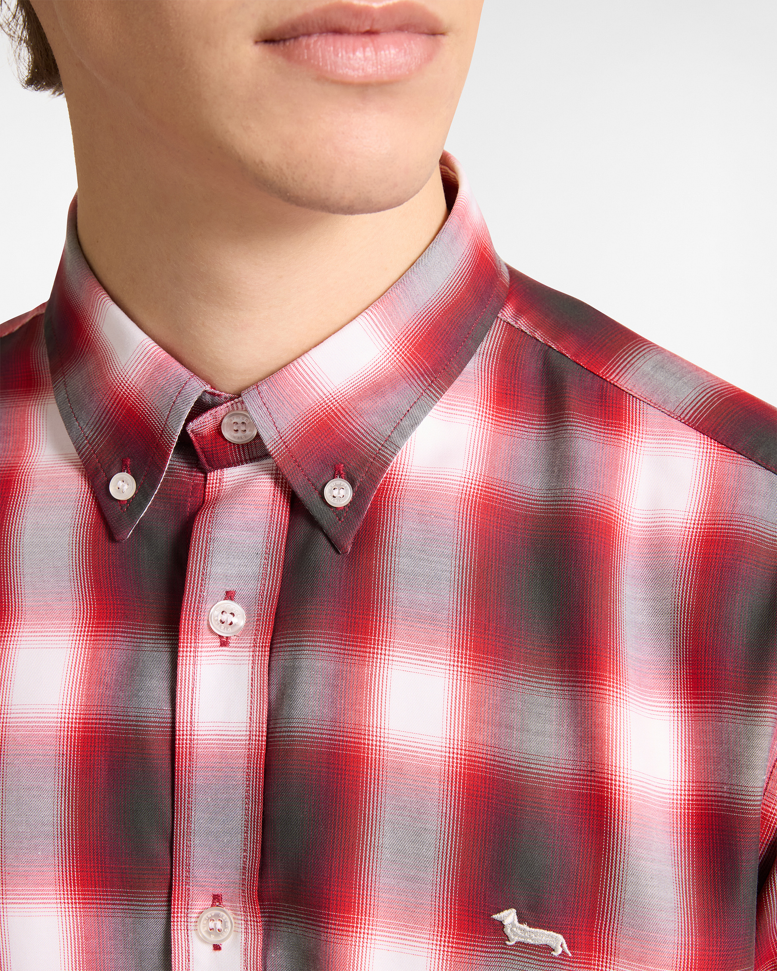 Camicia Check In Lyocell, Rubino, large image number 2