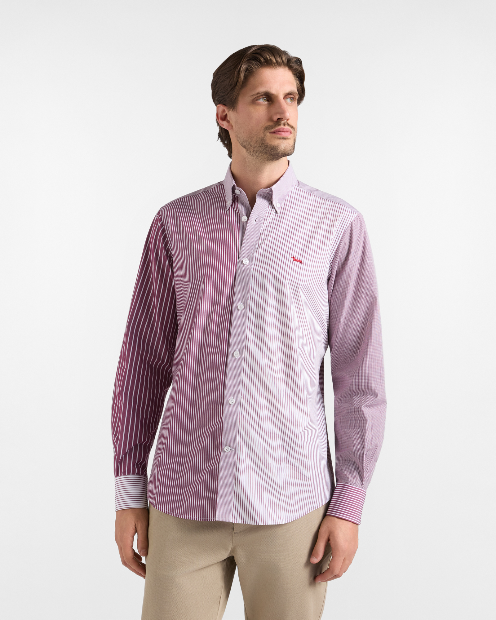Camicia Piazzetta Uomo patchwork righe Regular Fit rosso