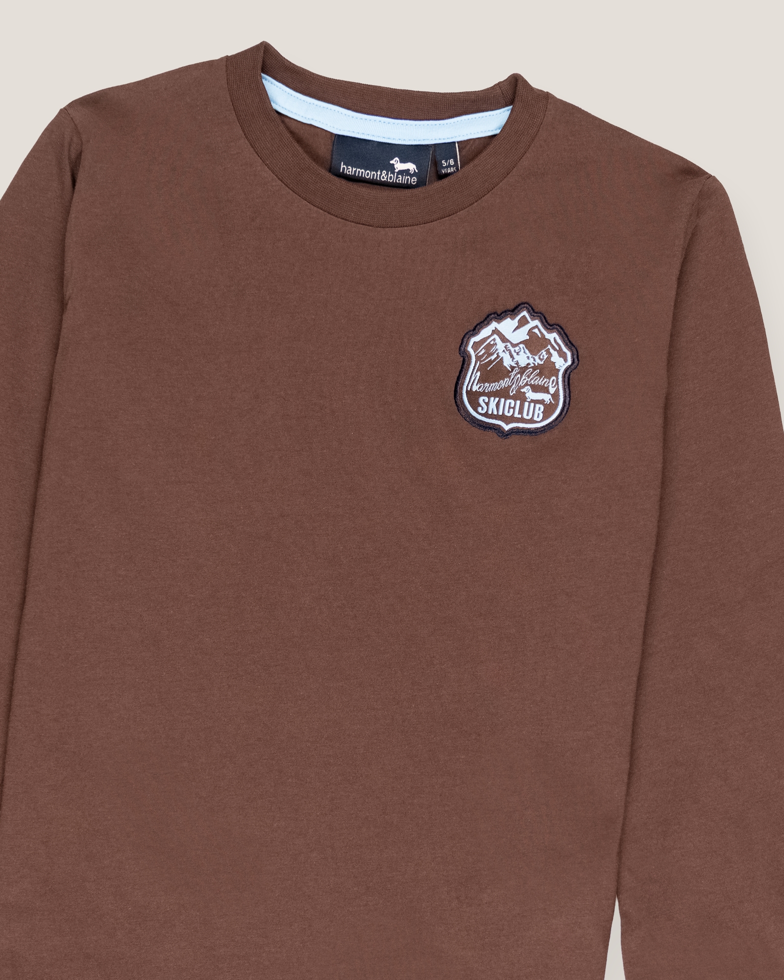 Long-sleeve t-shirt with patch, Brown, large