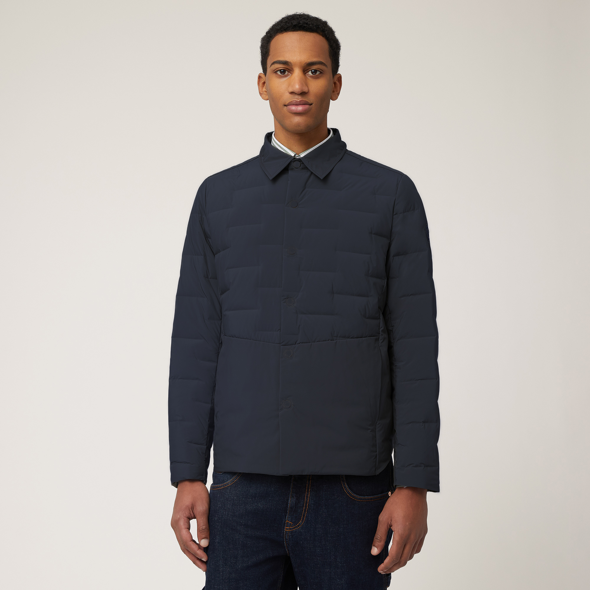 Jacket with Shirt Collar, Marine Blue, large