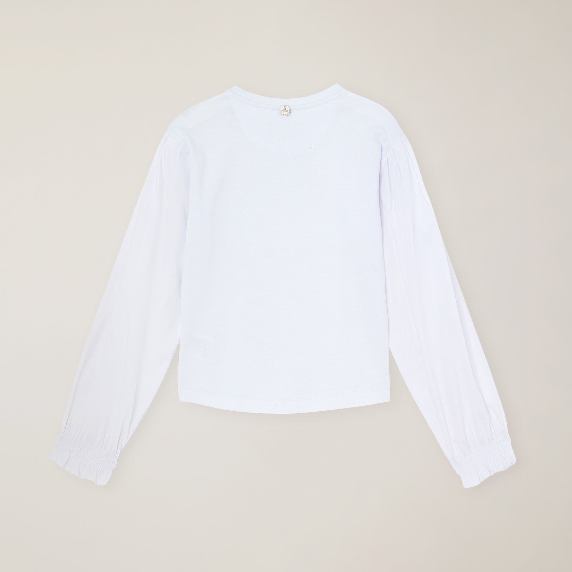 Jersey t-shirt with poplin sleeves