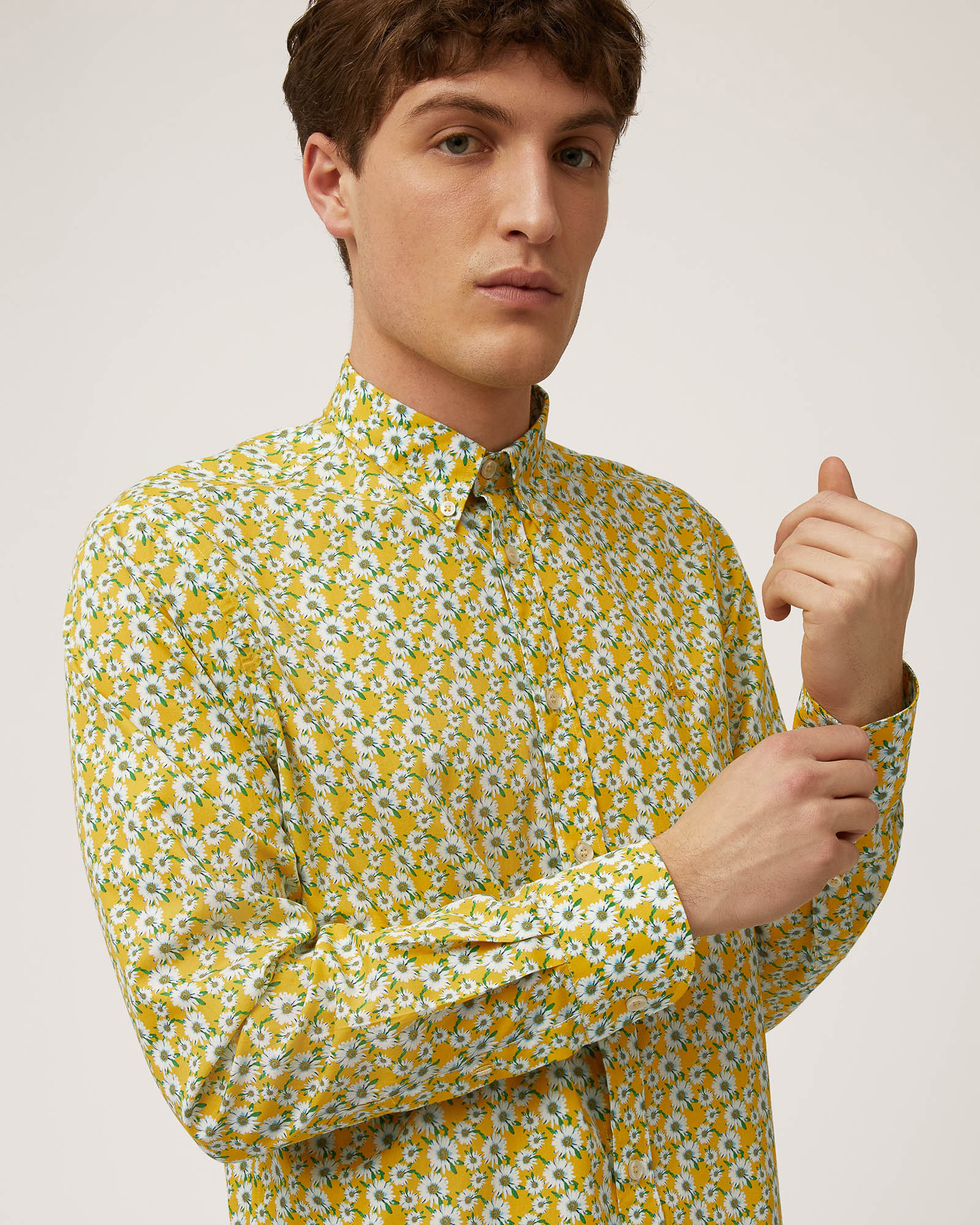 Shirt with All-Over Daisies, Canary Yellow, large image number 2