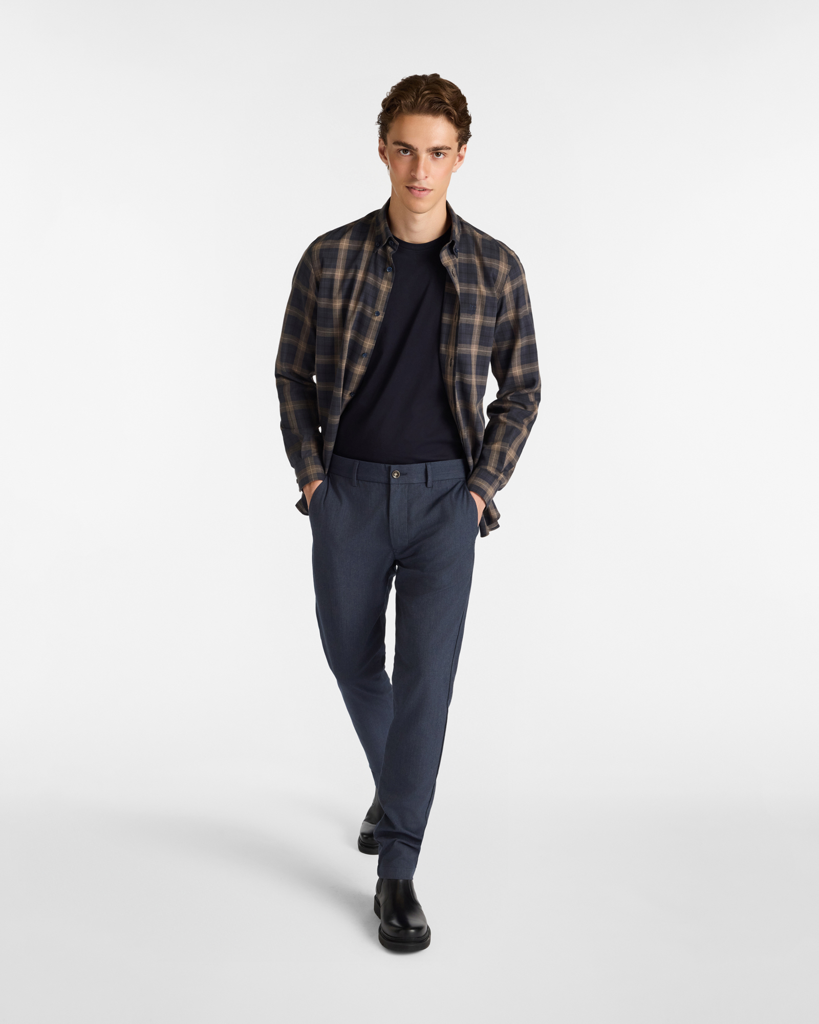 Pantaloni Chino Narrow Fit in Twill, Blu Scuro, large image number 3