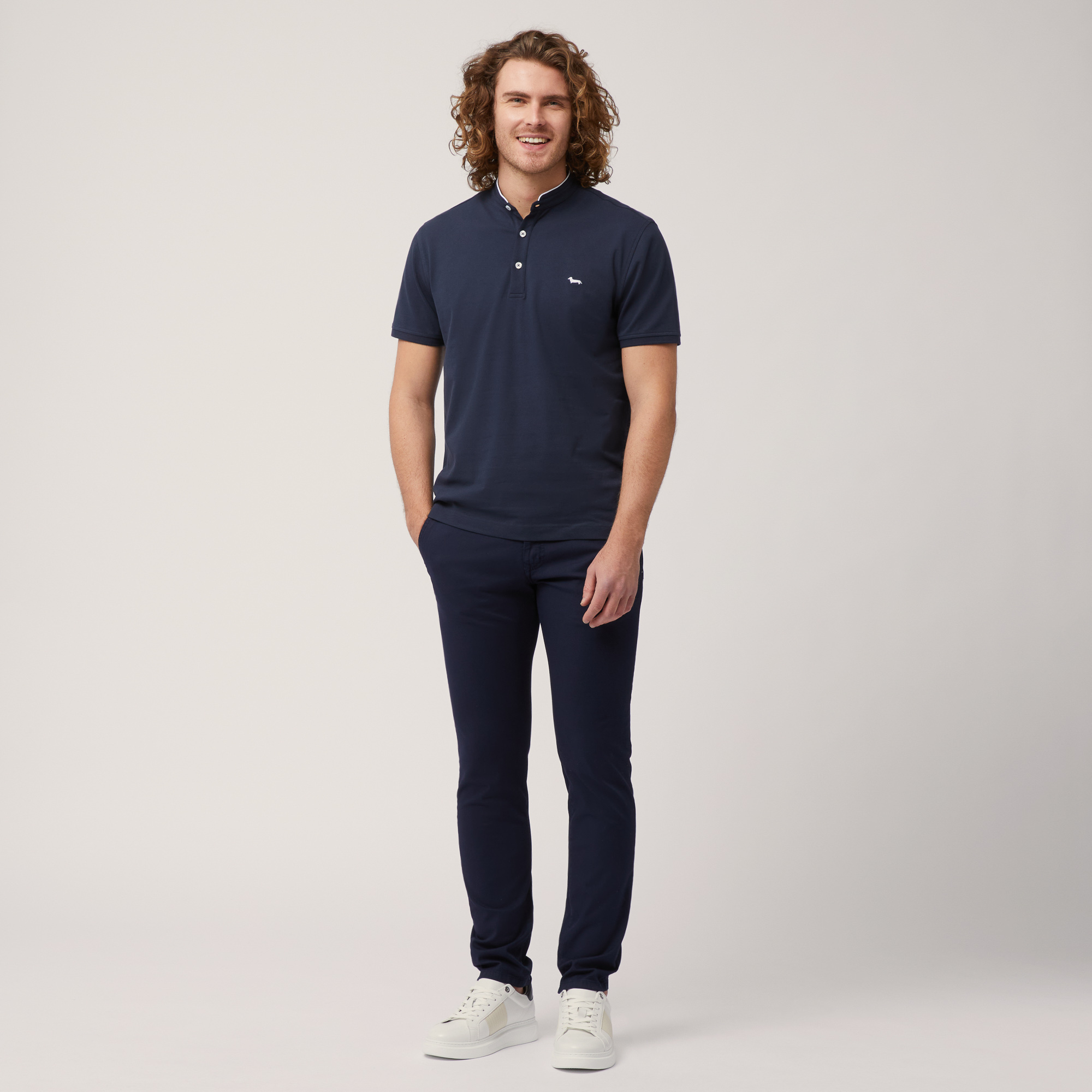 Polo with Mandarin Collar, Blue, large image number 3