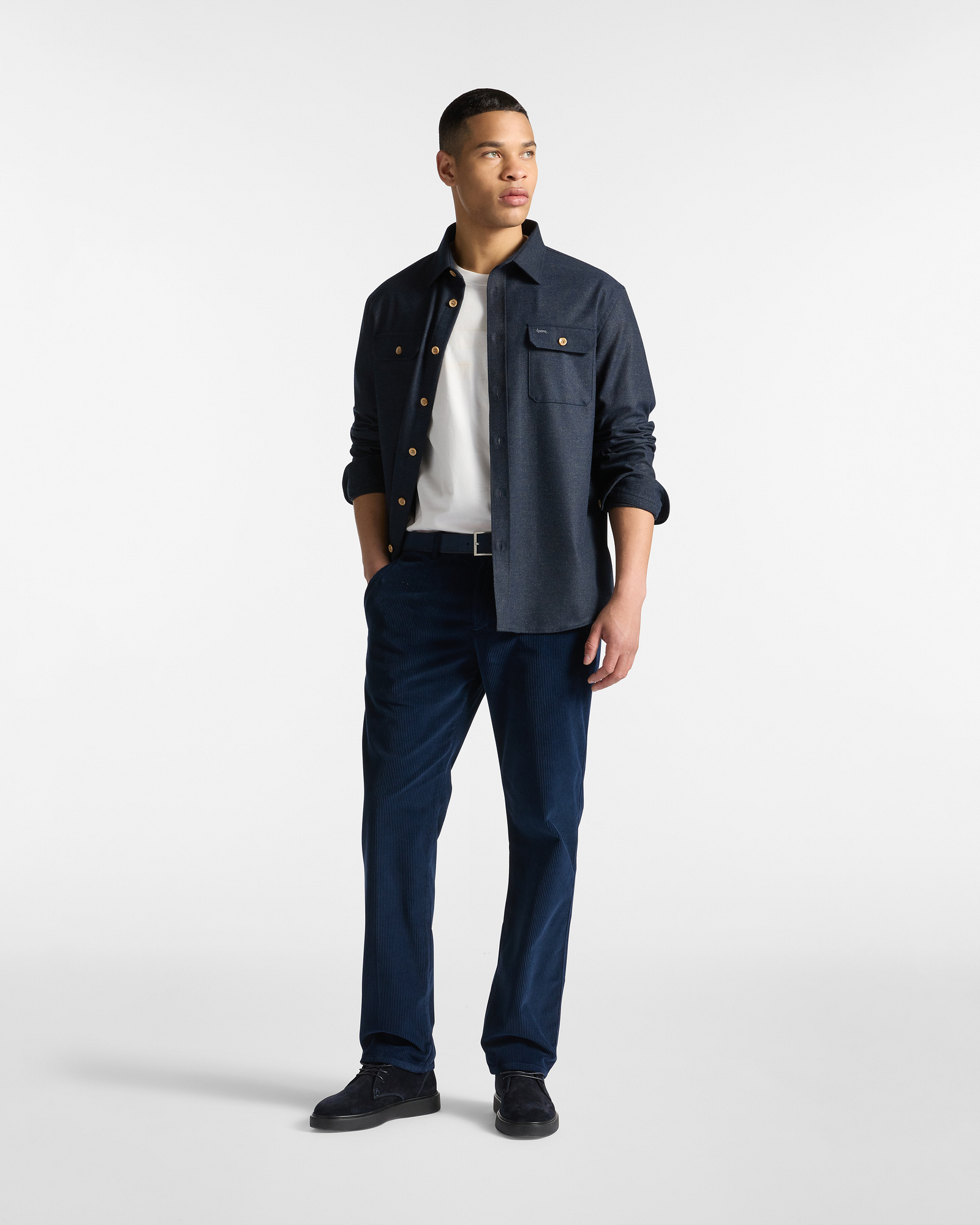 Oversized Flannel Shirt with Patch Pockets, Navy Blue, large image number 3