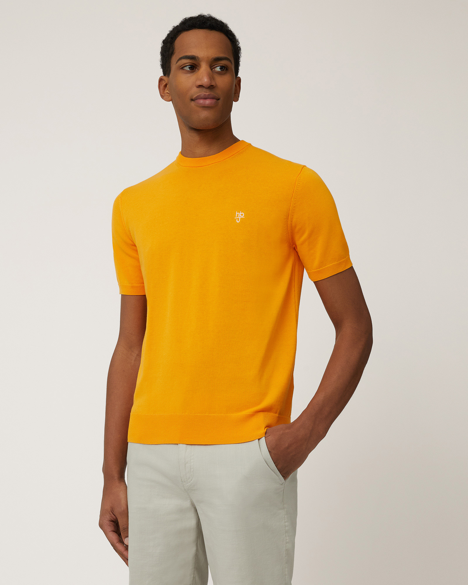 T-Shirt In Maglia, Arancio, large