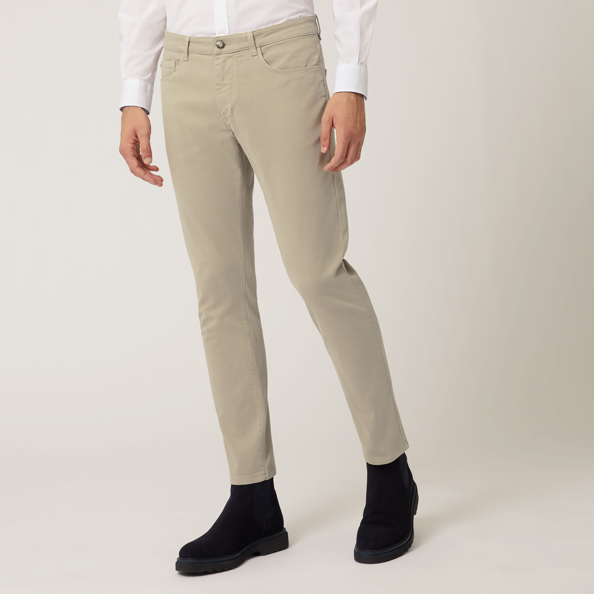 Pantalone Cinque Tasche Slim Fit, Beige, large