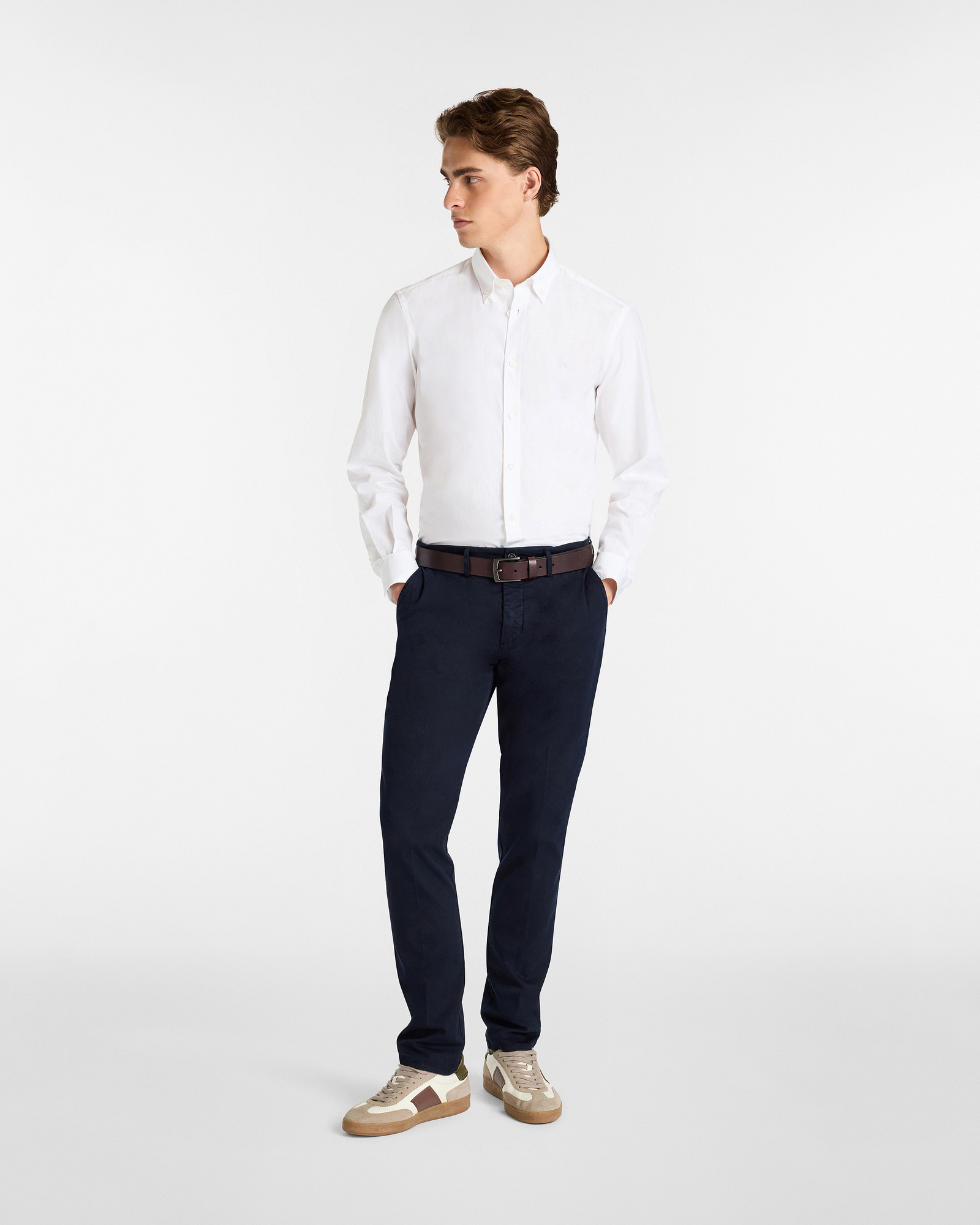 Essentials shirt in plain-coloured cotton, White, large image number 3