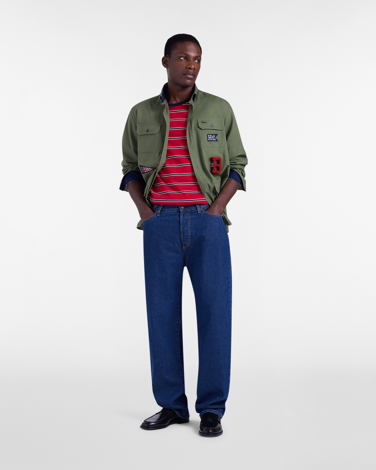 Men's selvedge denim jeans with belt, Denim Blue, large image number 3